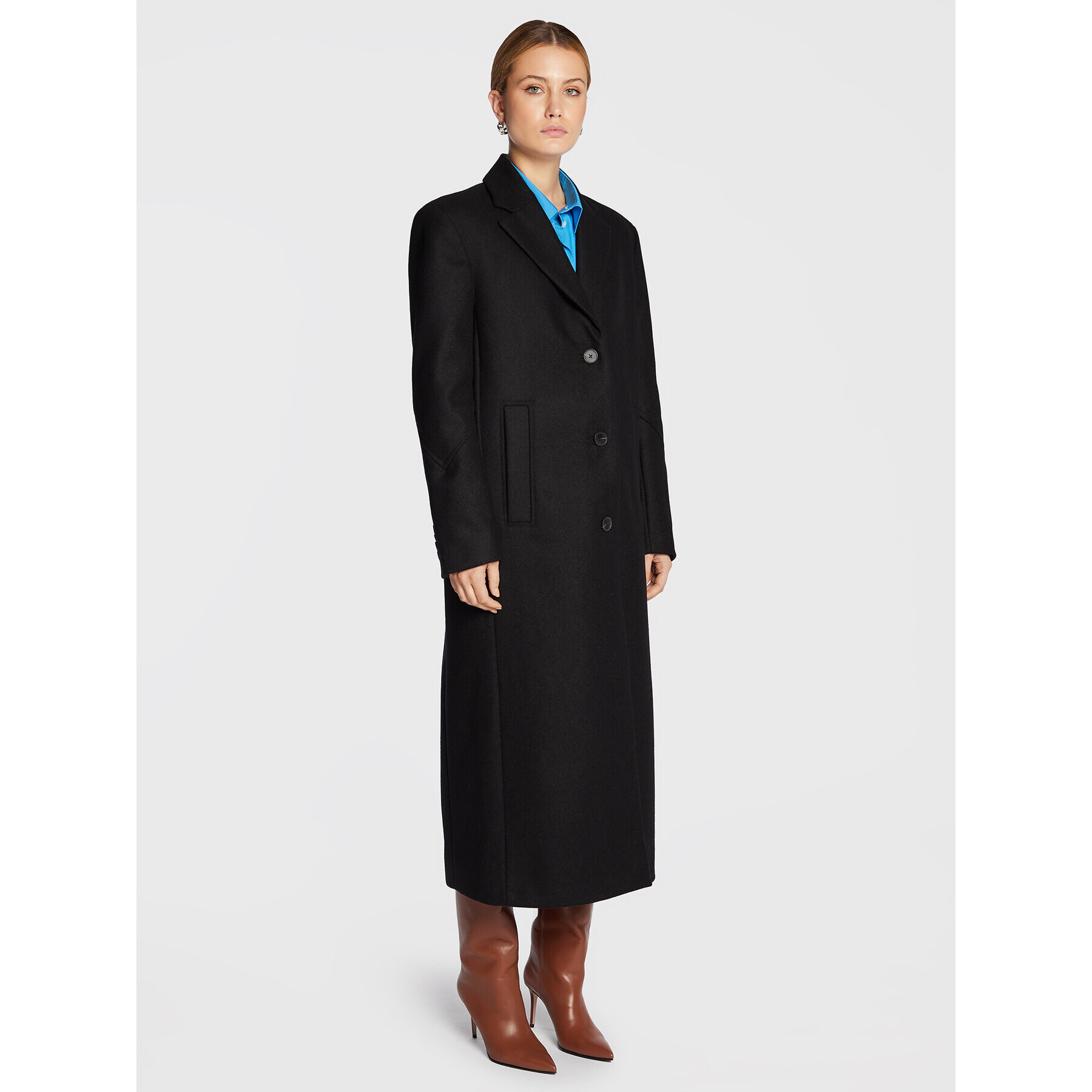 Remain Vlněný kabát Boyle Coat RM1487 Černá Boxy Fit - Pepit.cz