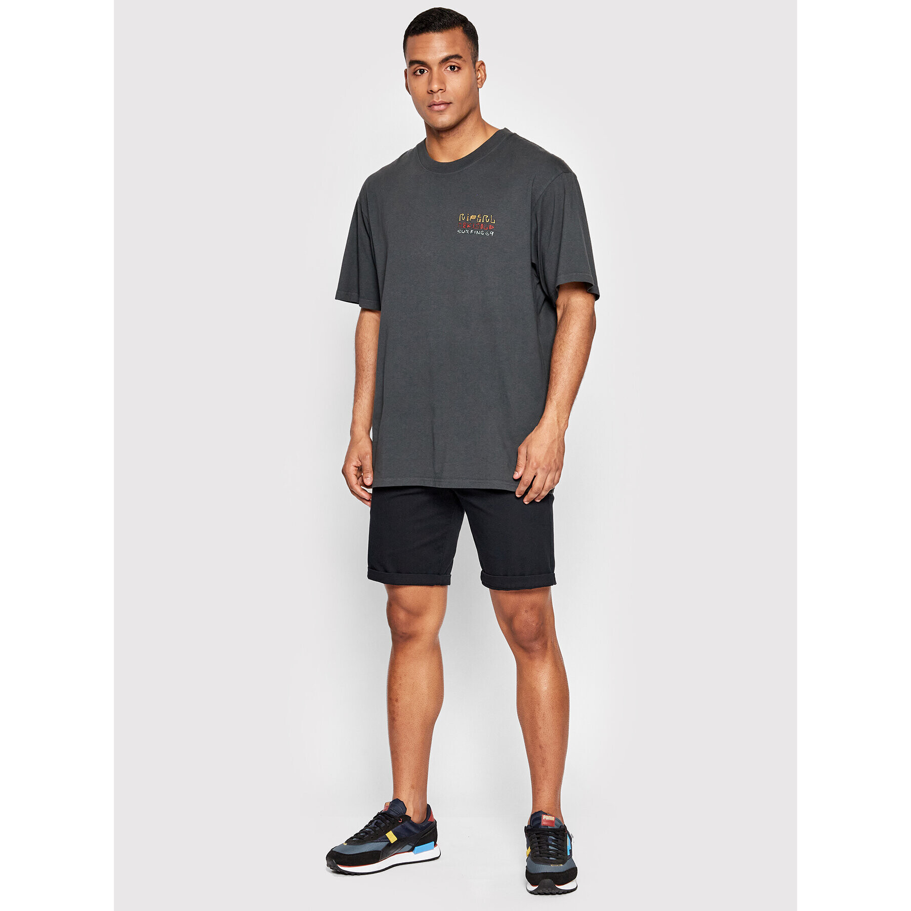 Rip Curl T-Shirt Solid Rock Stacked CTEWC9 Černá Relaxed Fit - Pepit.cz