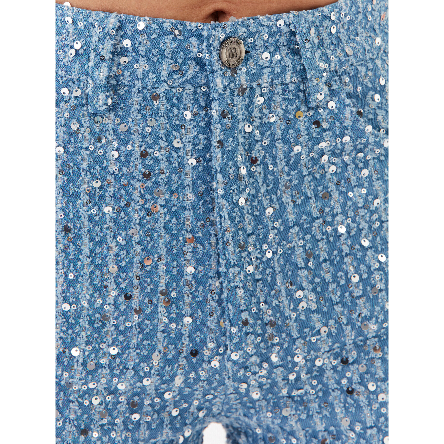 ROTATE Jeansy Embellished Denim 1000631602 Modrá Straight Fit - Pepit.cz