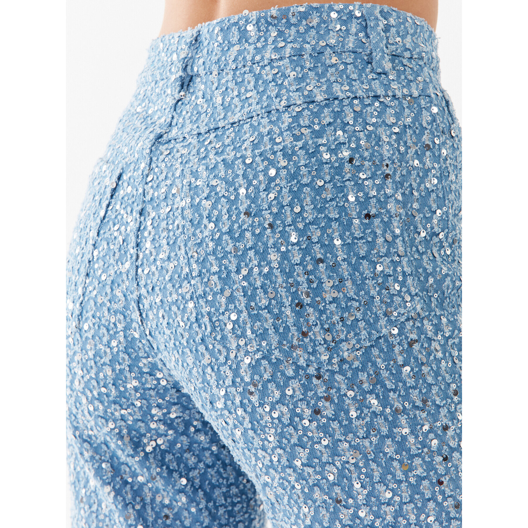 ROTATE Jeansy Embellished Denim 1000631602 Modrá Straight Fit - Pepit.cz