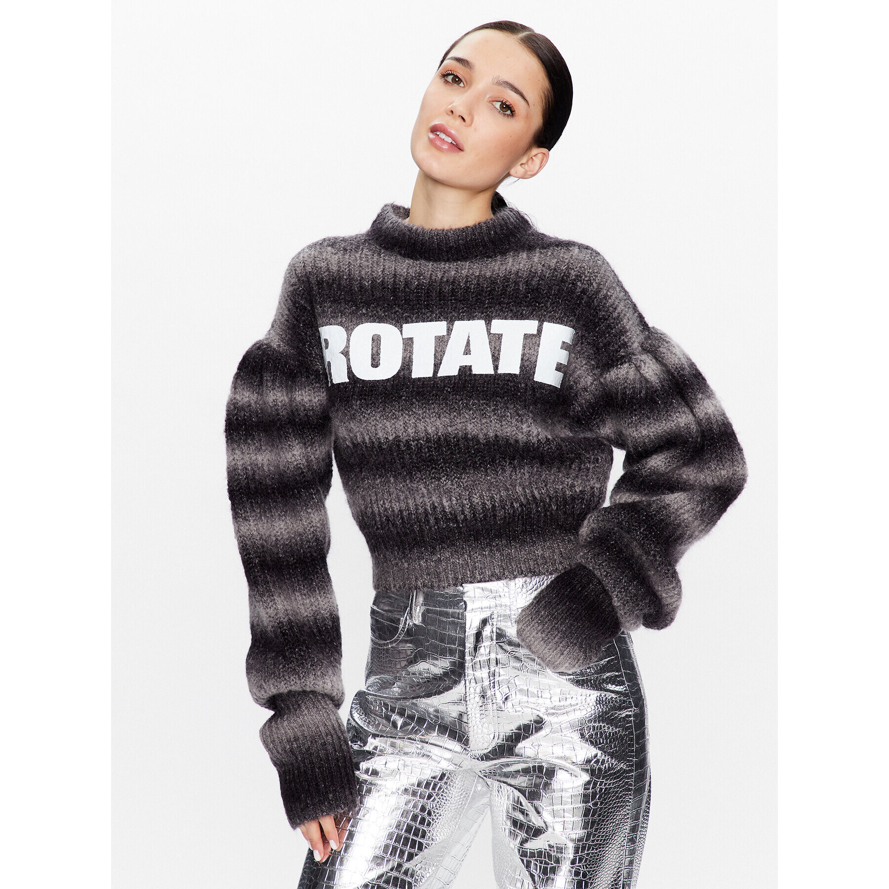 ROTATE Svetr Mohair Knit RT2404 Šedá Regular Fit - Pepit.cz