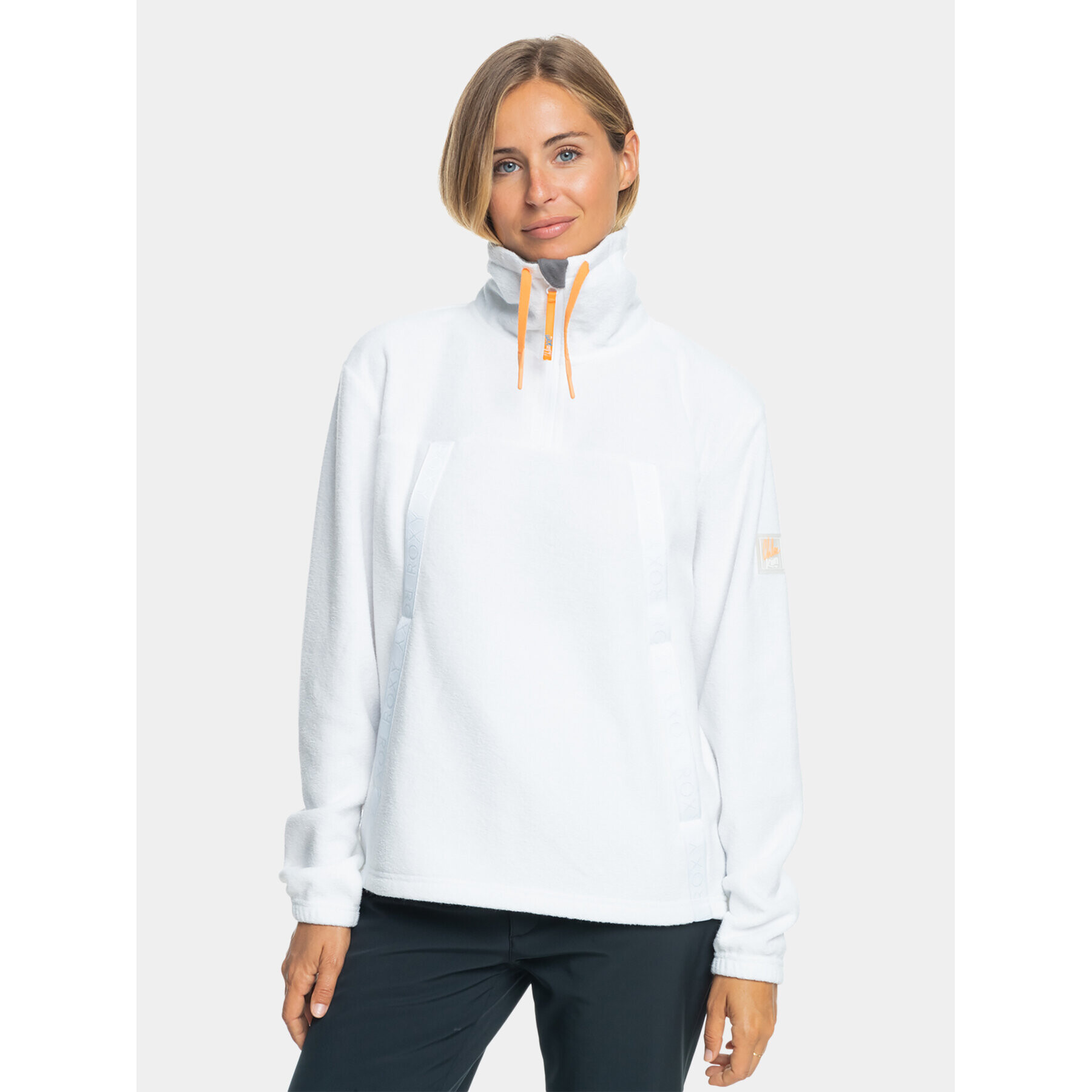 Roxy Fleecová mikina Chloe Kim Layer Otlr ERJFT04713 Bílá Regular Fit - Pepit.cz