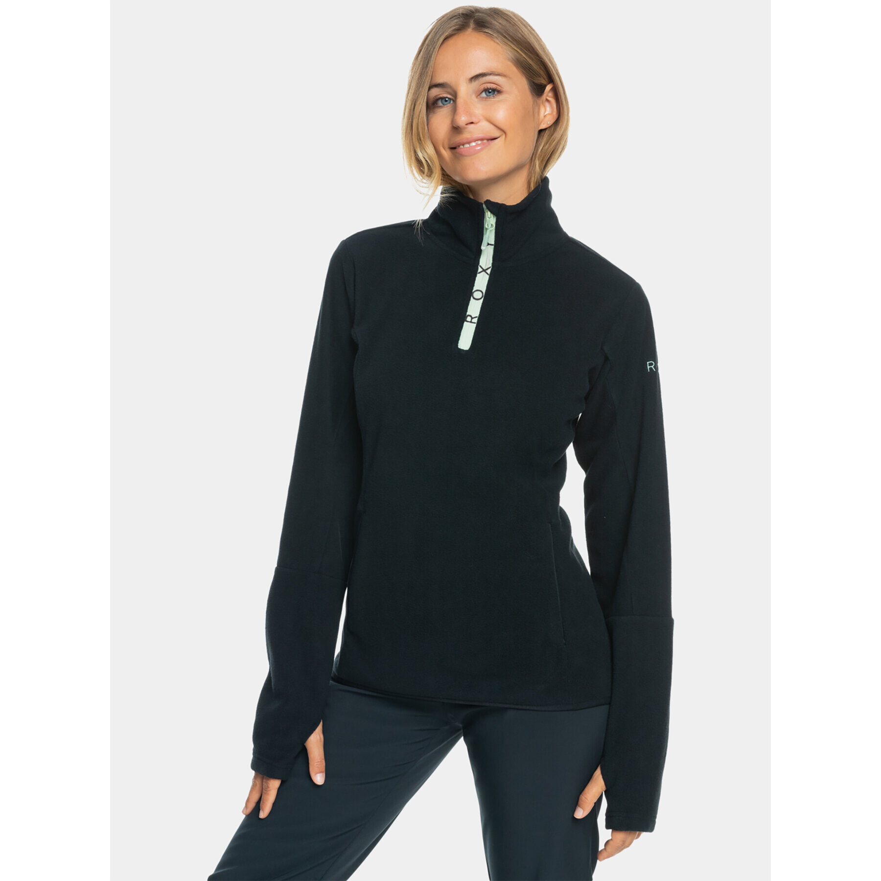 Roxy Fleecová mikina Sayna Half Zip Otlr ERJFT04719 Černá Regular Fit - Pepit.cz