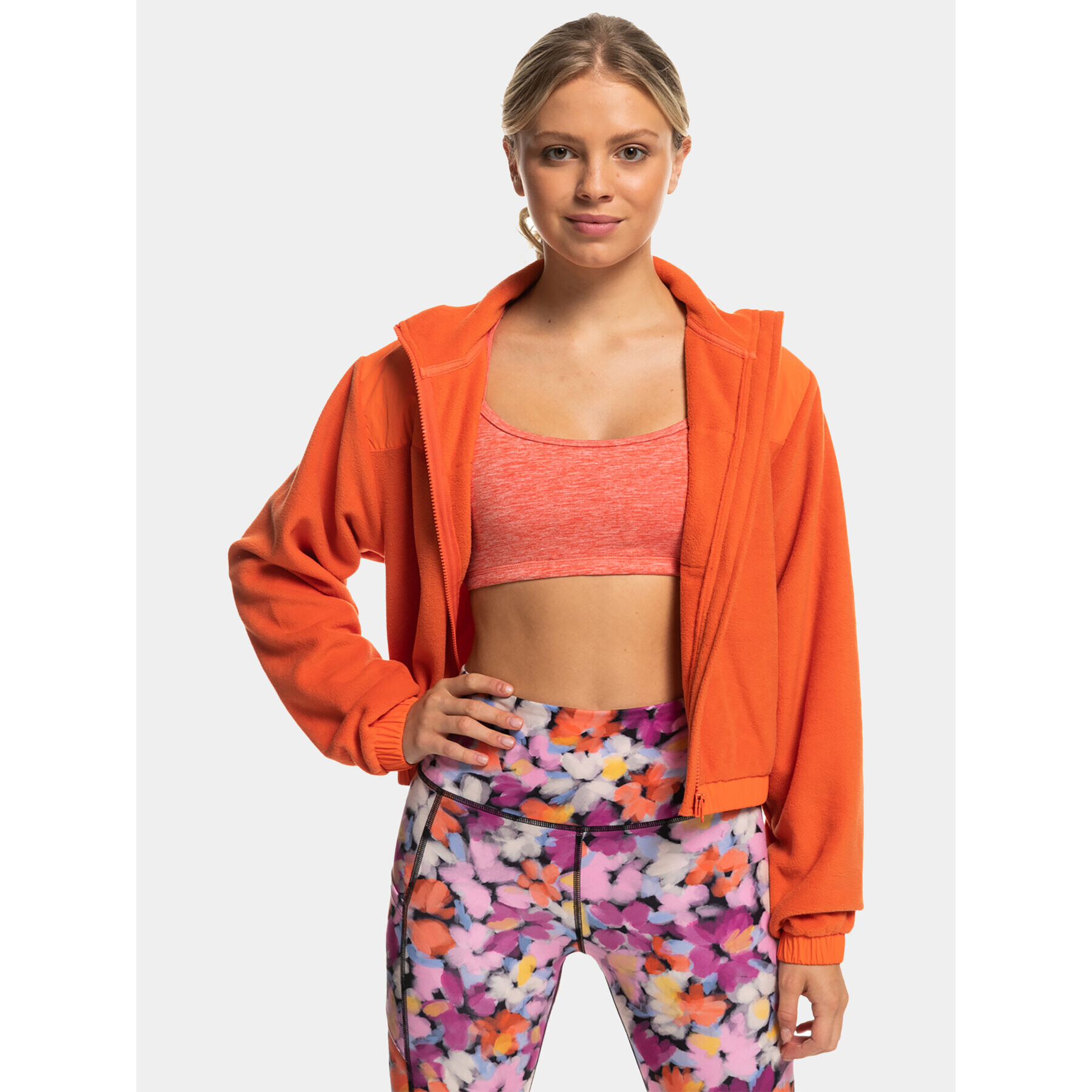 Roxy Fleecová mikina Wow Zip Up Jkt Plfl ERJPF03141 Oranžová Regular Fit - Pepit.cz