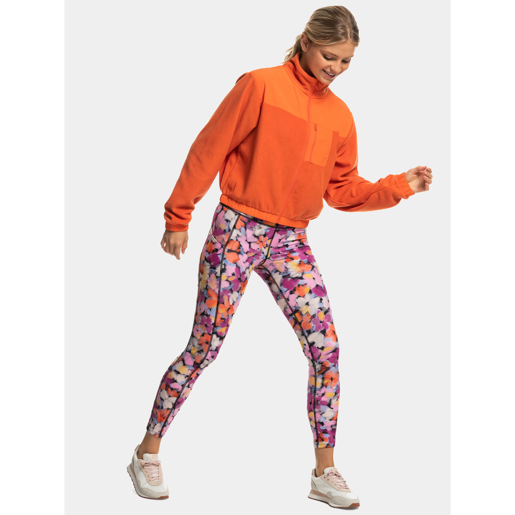 Roxy Fleecová mikina Wow Zip Up Jkt Plfl ERJPF03141 Oranžová Regular Fit - Pepit.cz