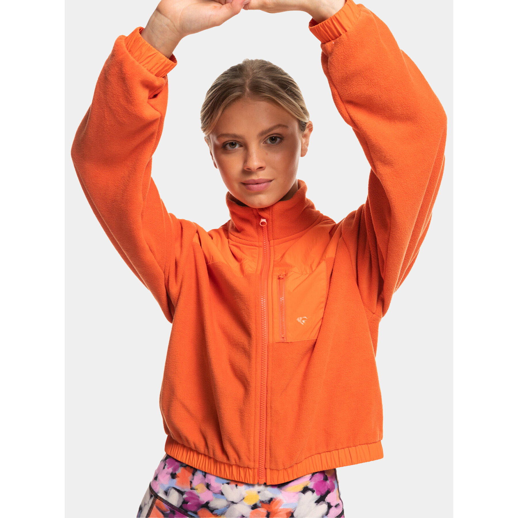 Roxy Fleecová mikina Wow Zip Up Jkt Plfl ERJPF03141 Oranžová Regular Fit - Pepit.cz