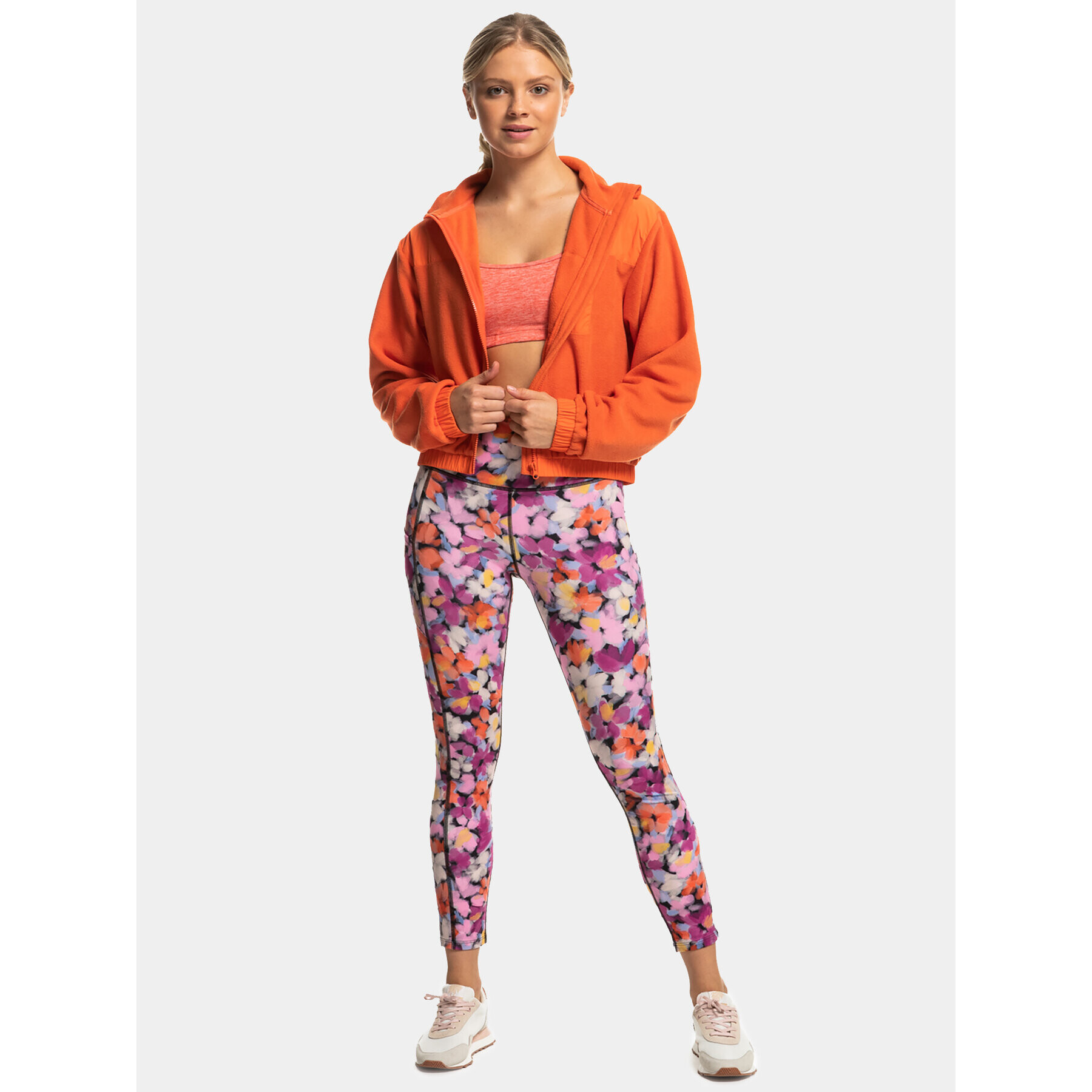 Roxy Fleecová mikina Wow Zip Up Jkt Plfl ERJPF03141 Oranžová Regular Fit - Pepit.cz