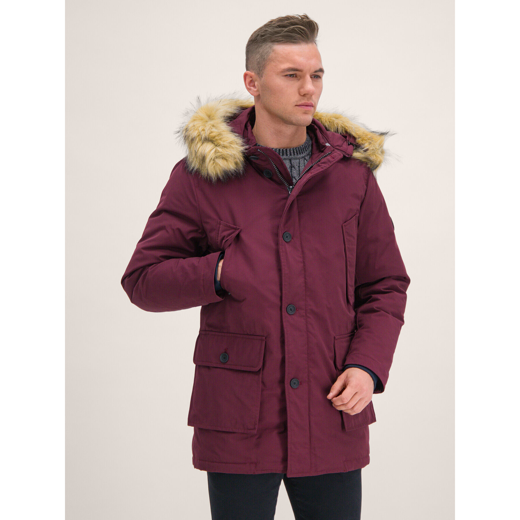 Roy Robson Parka 1946-96 Bordó Slim Fit - Pepit.cz