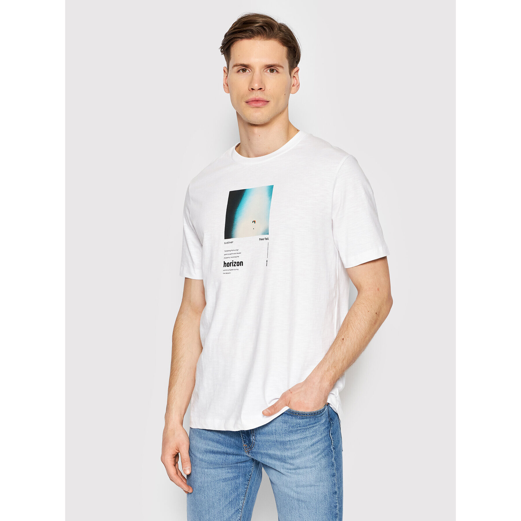 s.Oliver T-Shirt 2111314 Bílá Regular Fit - Pepit.cz