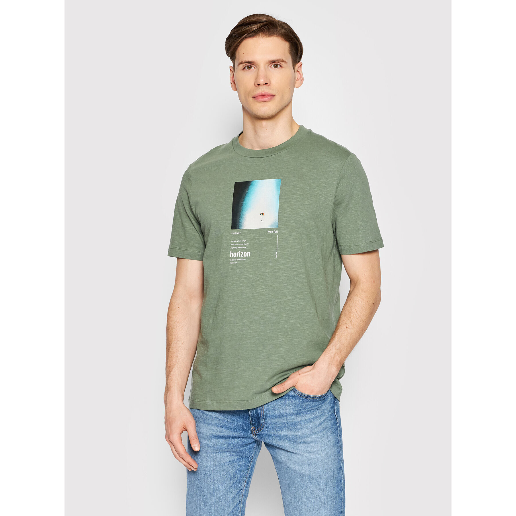 s.Oliver T-Shirt 2111341 Zelená Regular Fit - Pepit.cz