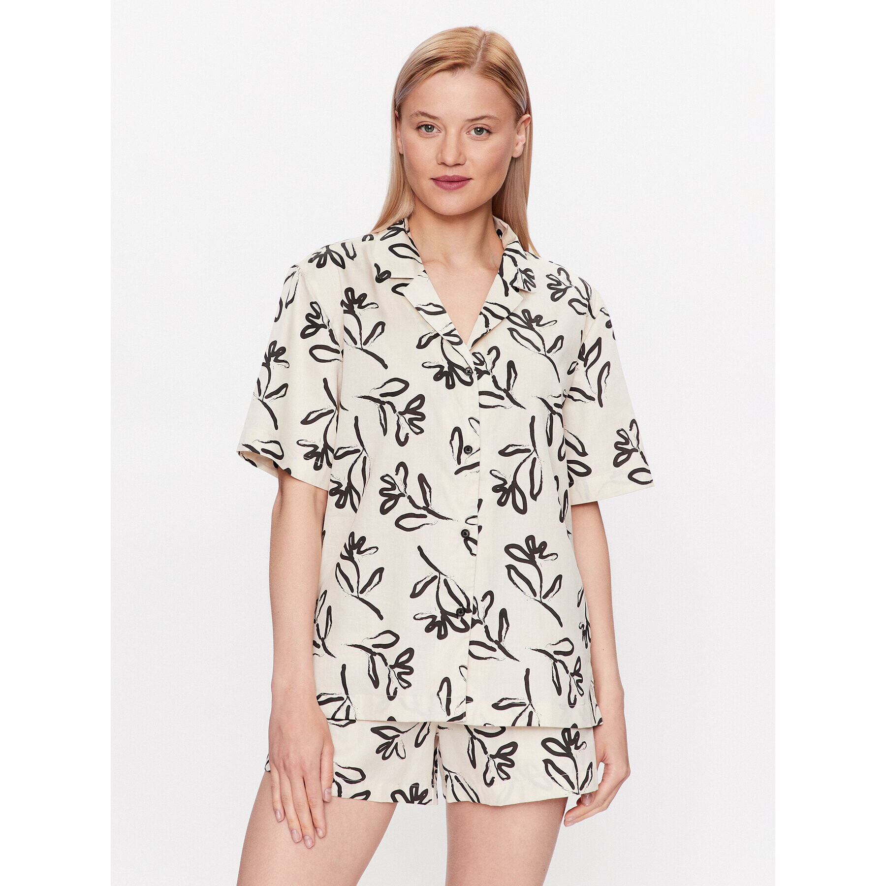 Seidensticker Pyžamo Pajama Short Set Oversized Béžová Loose Fit - Pepit.cz