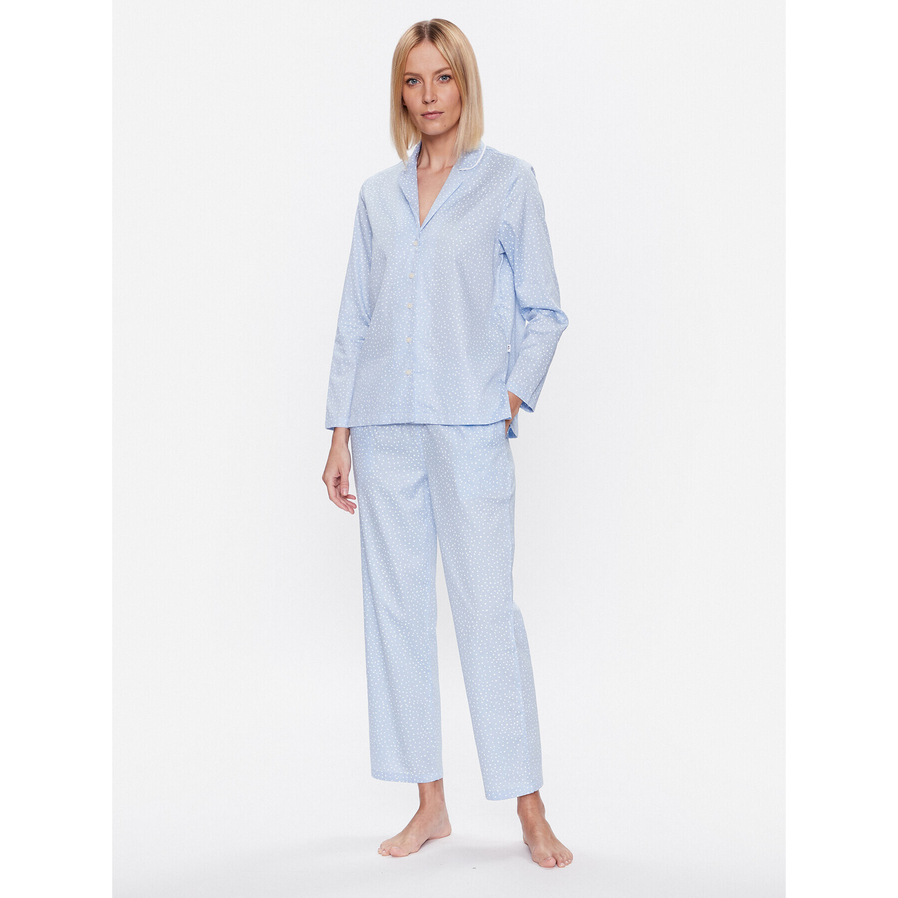 Seidensticker Pyžamové kalhoty Woven Satin Pajama Pant Modrá Straight Fit - Pepit.cz