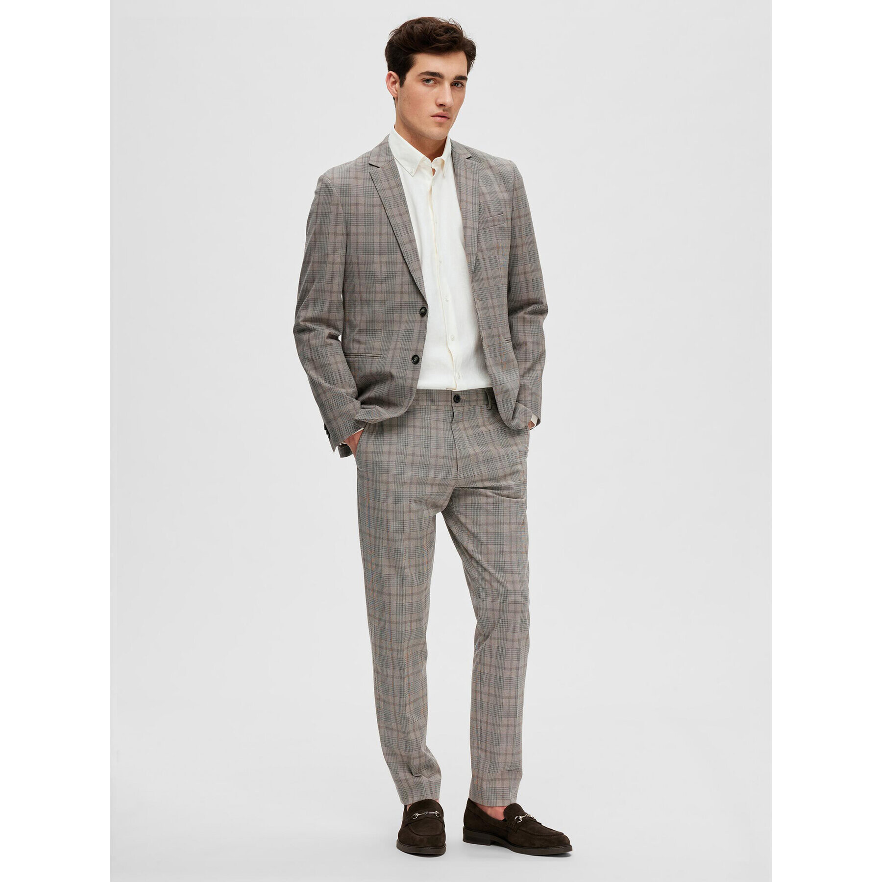 Selected Homme Kalhoty z materiálu 16088502 Šedá Slim Fit - Pepit.cz