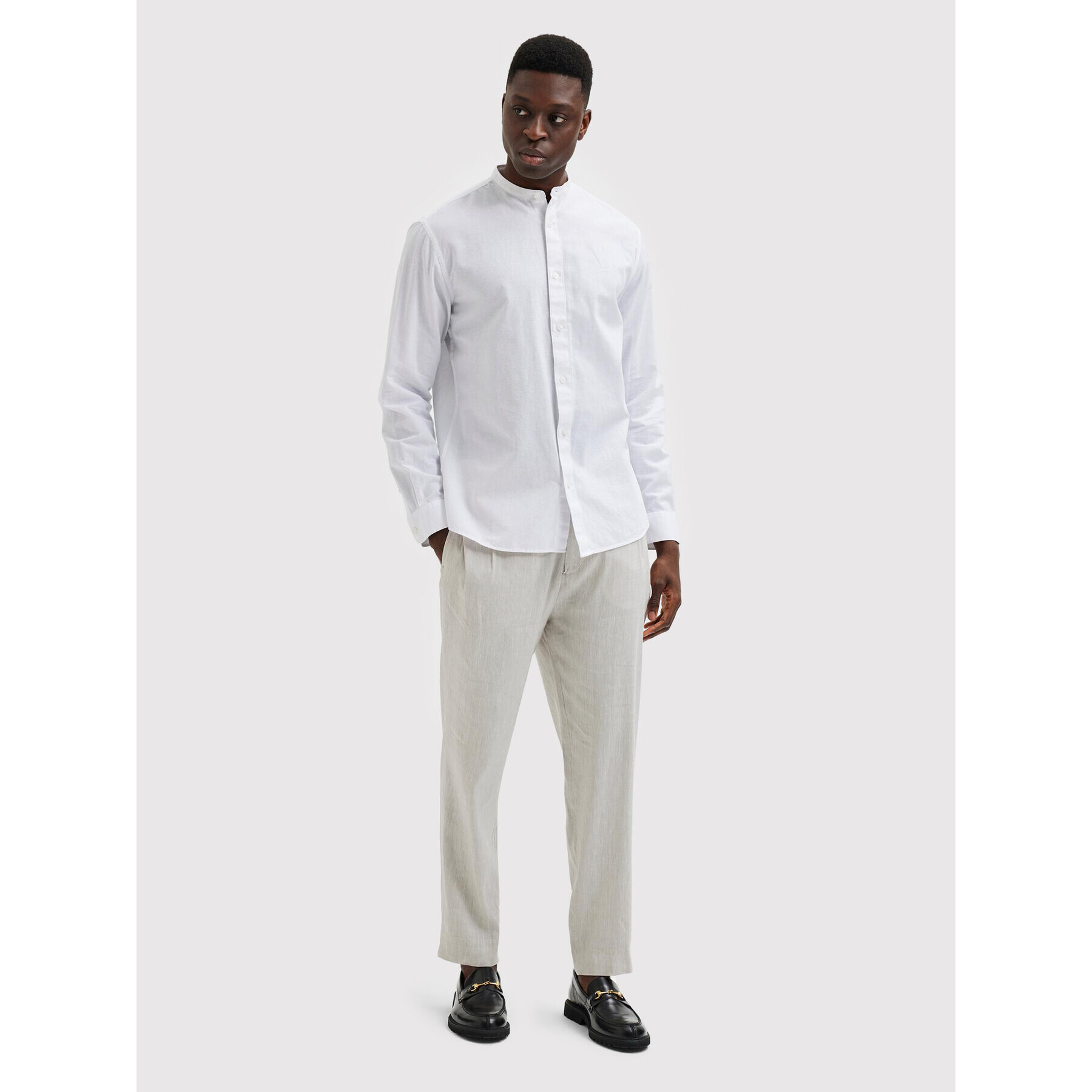 Selected Homme Košile New Linen 16079054 Bílá Regular Fit - Pepit.cz