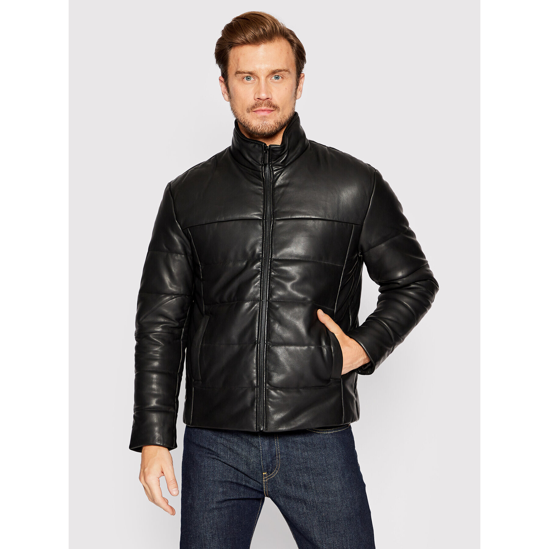 Selected Homme Kožená bunda Skyark 16085733 Černá Regular Fit - Pepit.cz