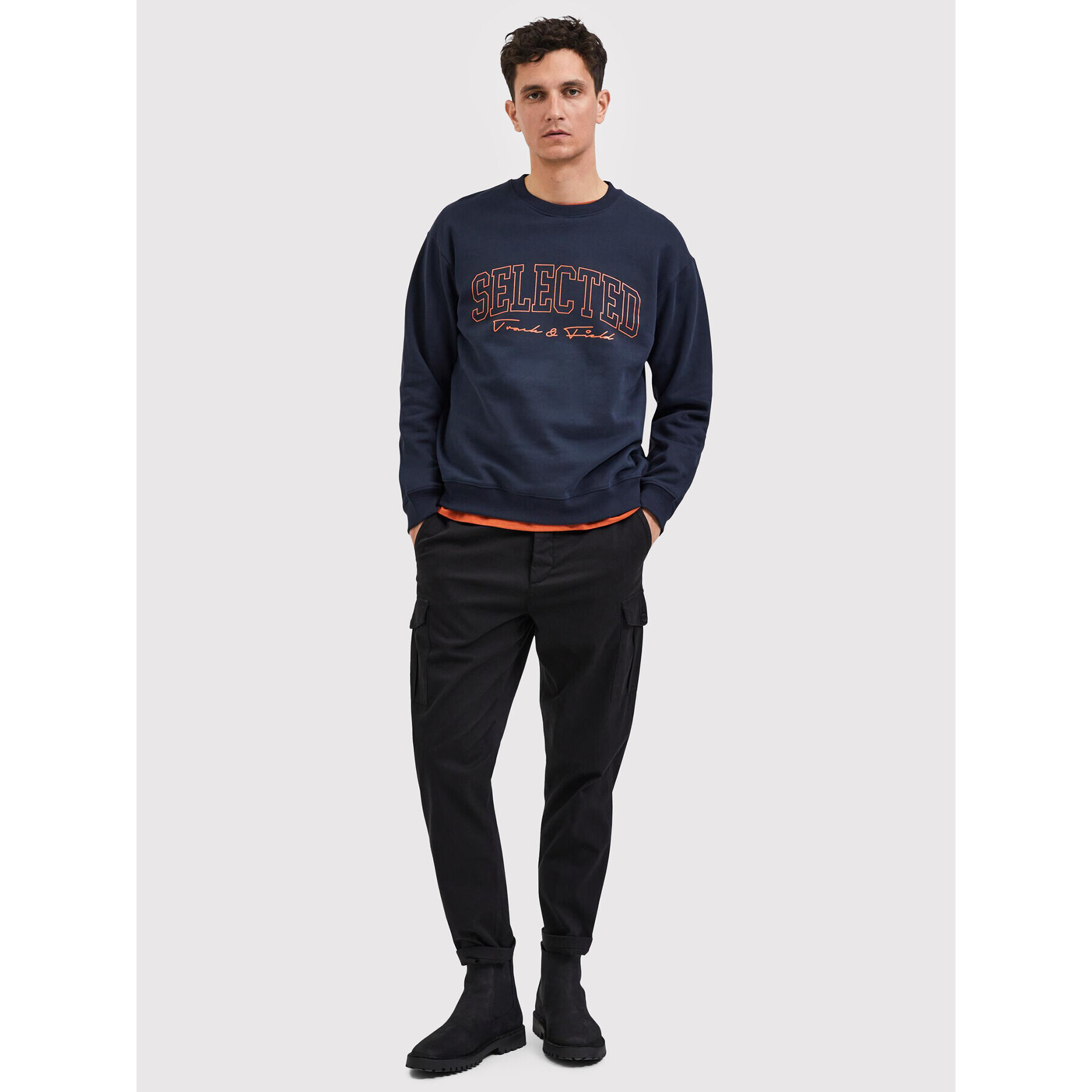 Selected Homme Mikina Welter 16085674 Tmavomodrá Relaxed Fit - Pepit.cz