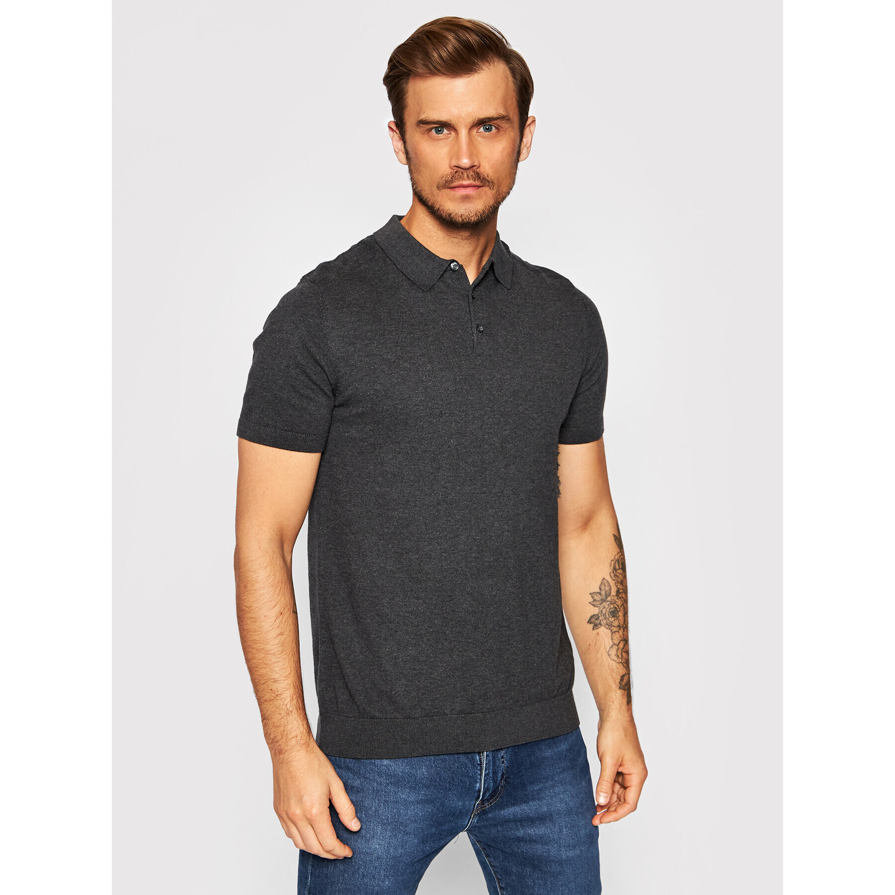 Selected Homme Polokošile Berg 16074685 Šedá Regular Fit - Pepit.cz