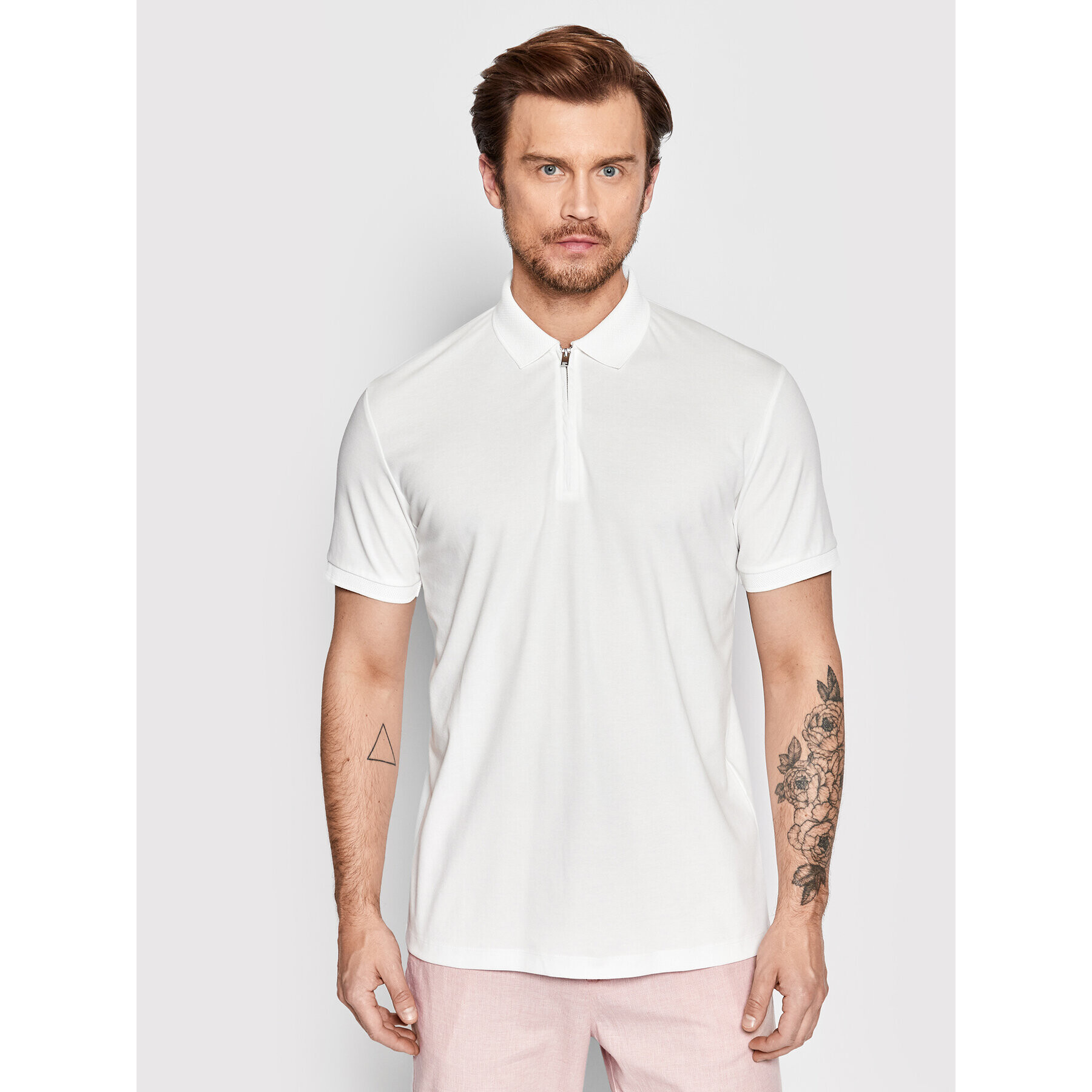 Selected Homme Polokošile Fave 16079026 Bílá Regular Fit - Pepit.cz