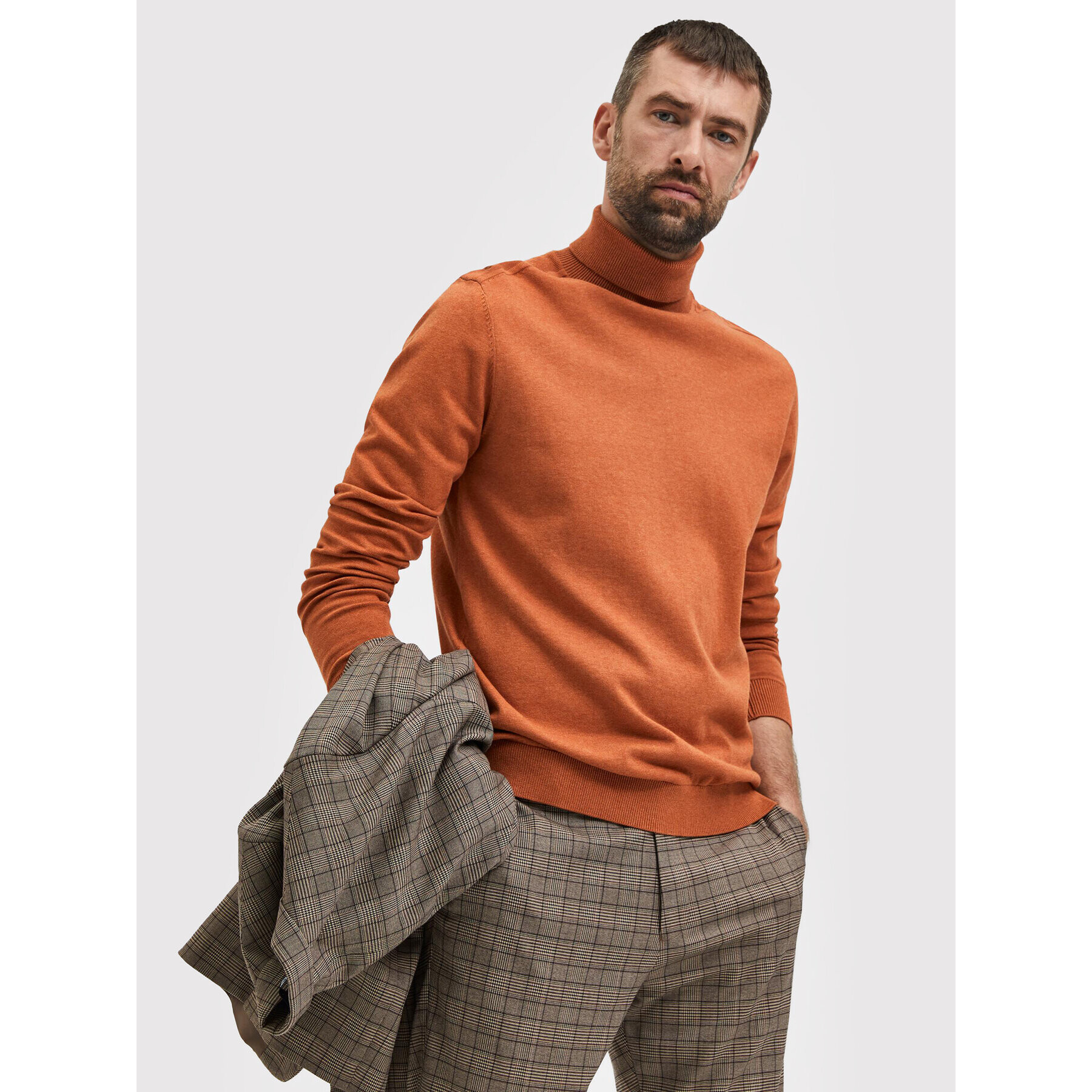 Selected Homme Rolák Berg 16074684 Oranžová Regular Fit - Pepit.cz