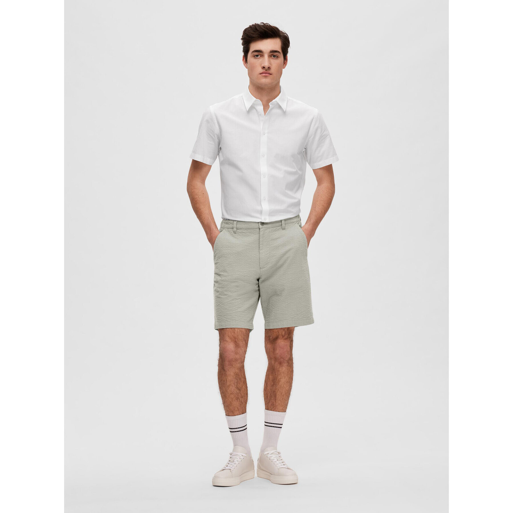 Selected Homme Šortky z materiálu 16088250 Béžová Regular Fit - Pepit.cz