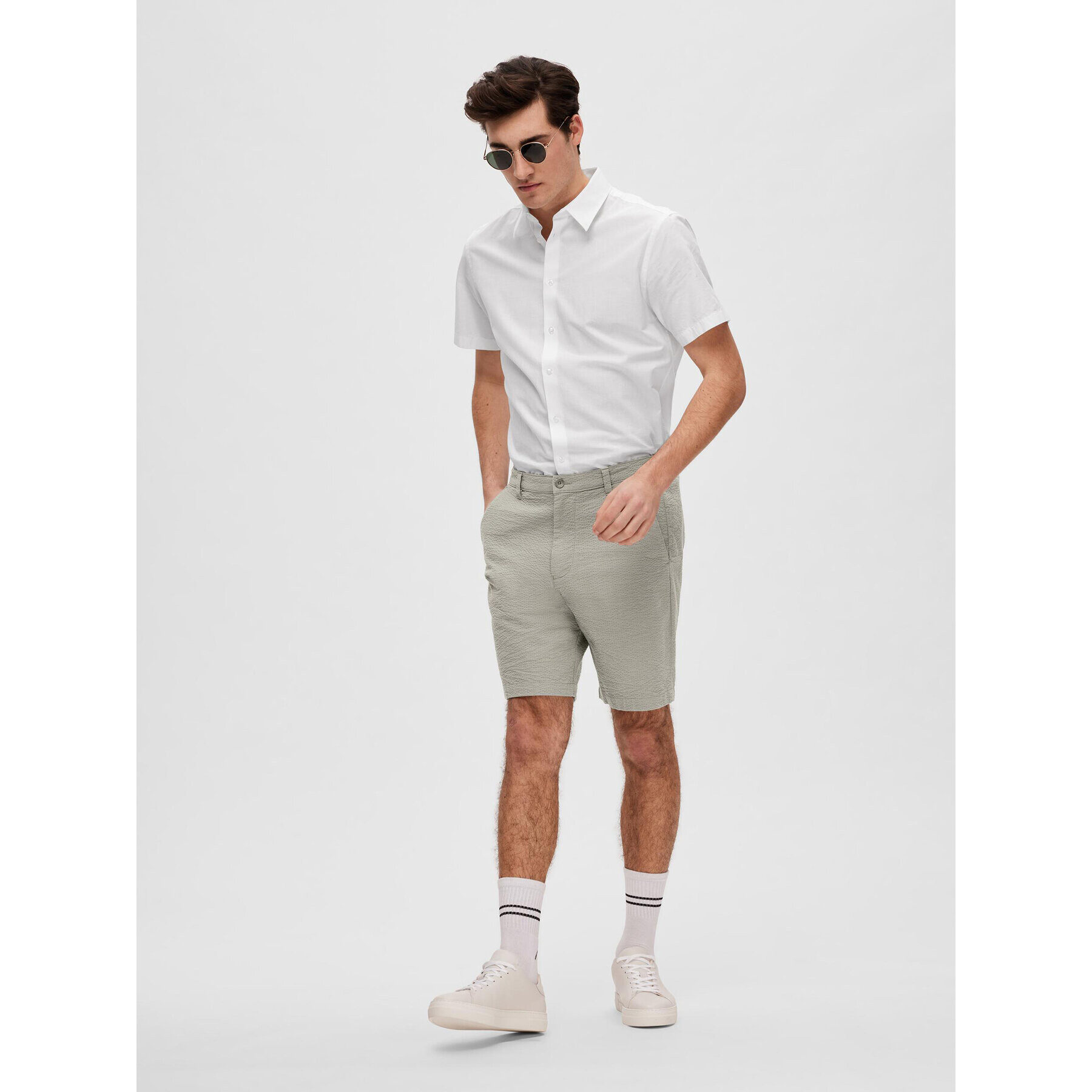 Selected Homme Šortky z materiálu 16088250 Béžová Regular Fit - Pepit.cz