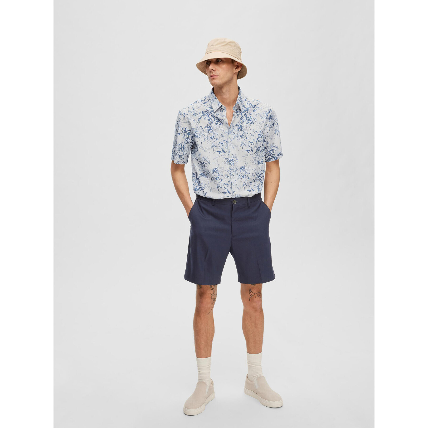 Selected Homme Šortky z materiálu 16088510 Tmavomodrá Slim Fit - Pepit.cz