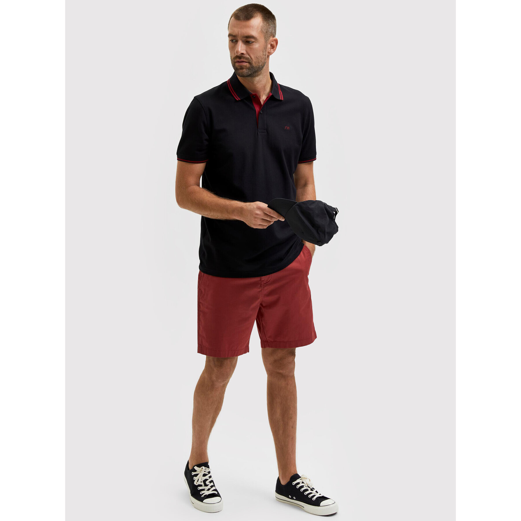 Selected Homme Šortky z materiálu Flex 16083844 Červená Regular Fit - Pepit.cz