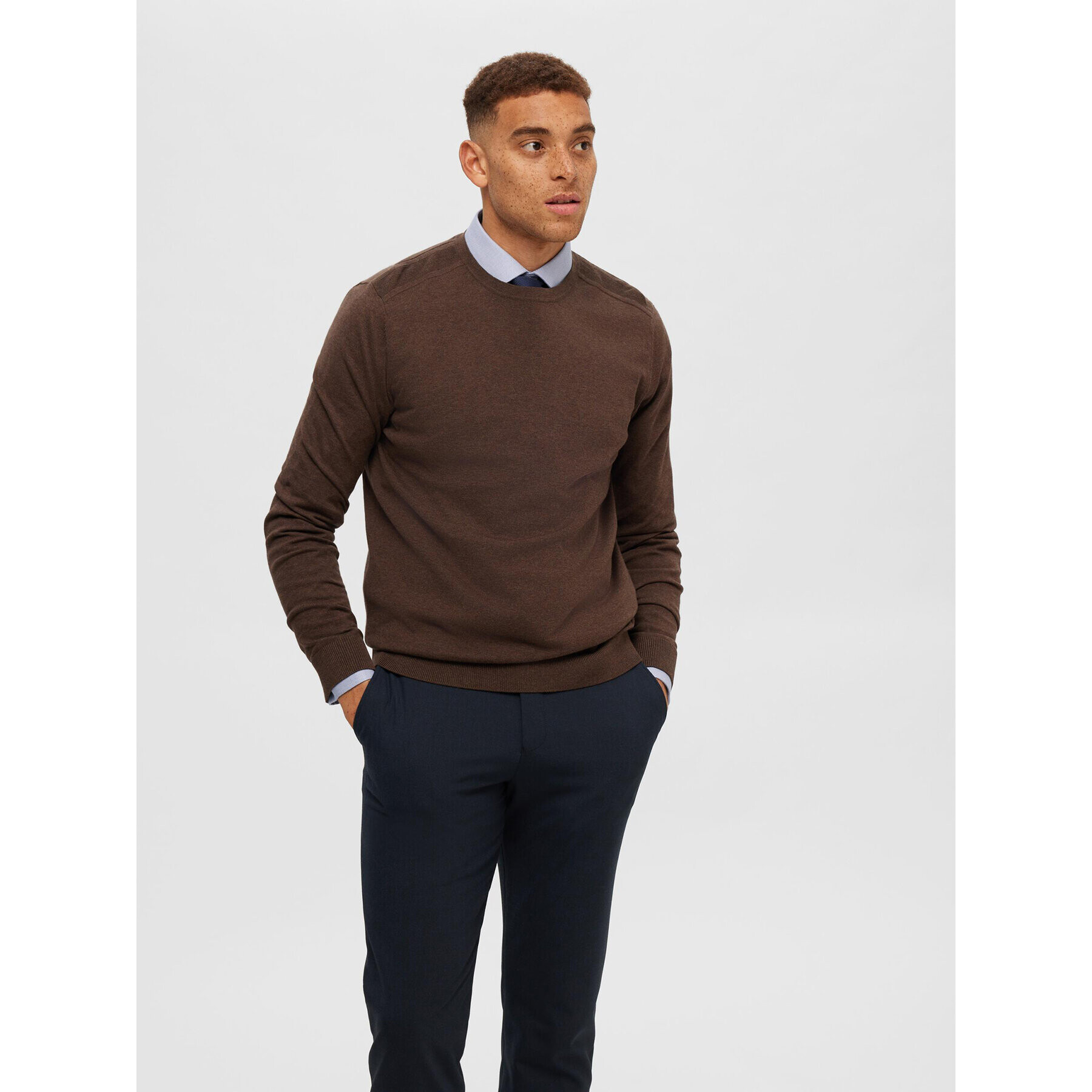 Selected Homme Svetr 16074682 Hnědá Regular Fit - Pepit.cz