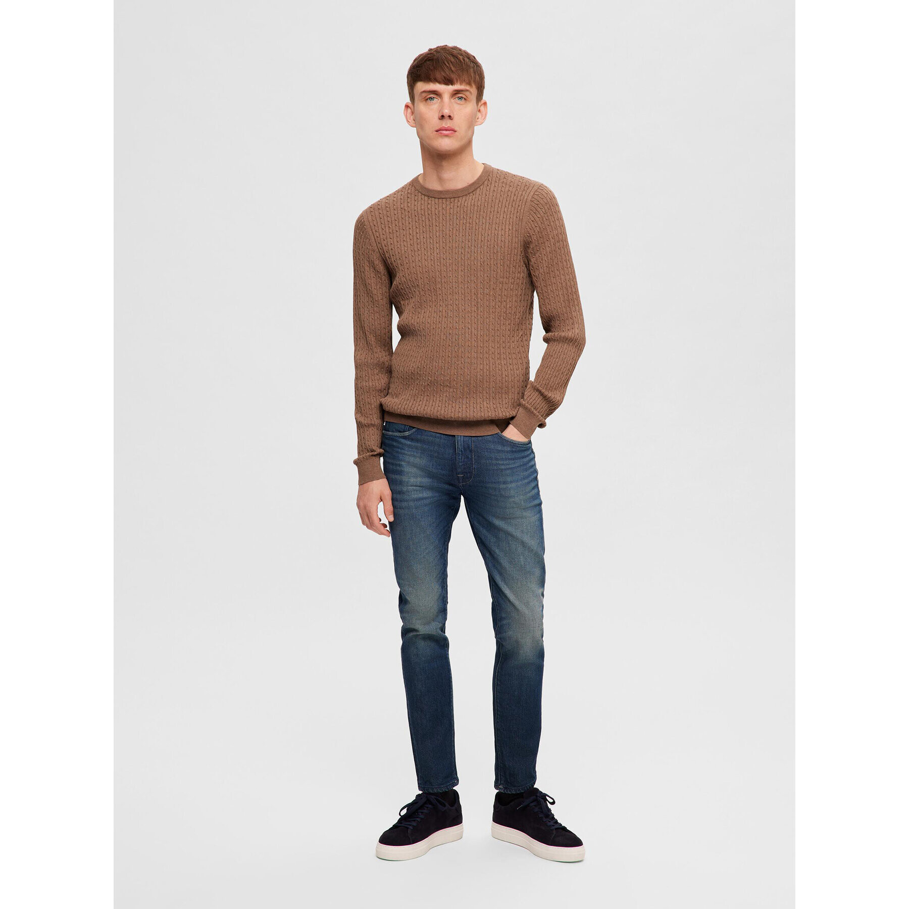 Selected Homme Svetr 16090606 Hnědá Regular Fit - Pepit.cz