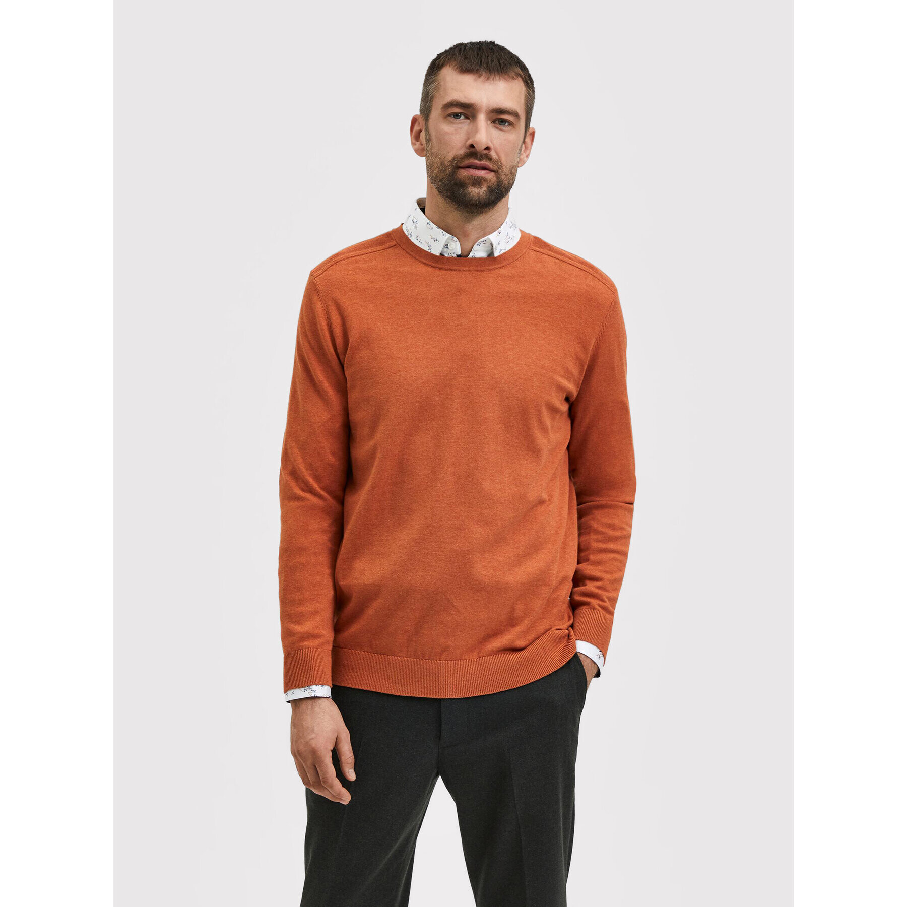 Selected Homme Svetr Berg 16074682 Oranžová Regular Fit - Pepit.cz