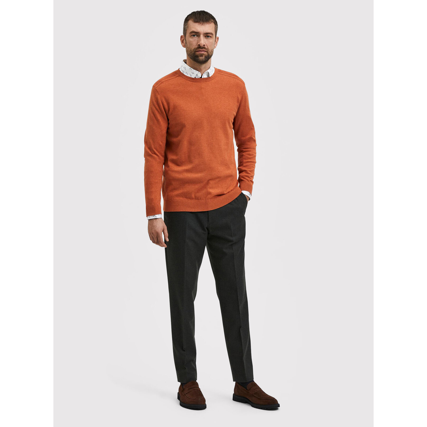 Selected Homme Svetr Berg 16074682 Oranžová Regular Fit - Pepit.cz