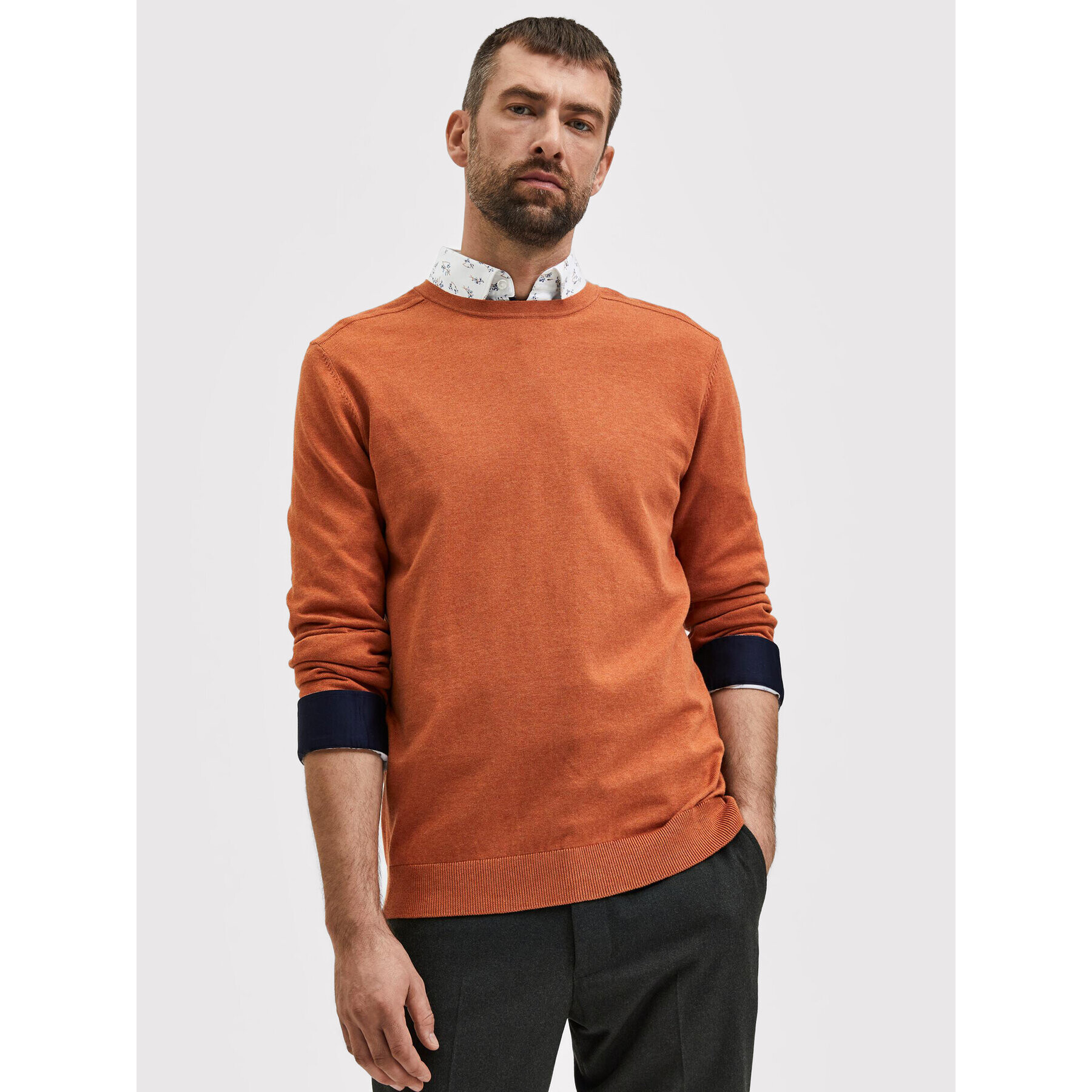 Selected Homme Svetr Berg 16074682 Oranžová Regular Fit - Pepit.cz