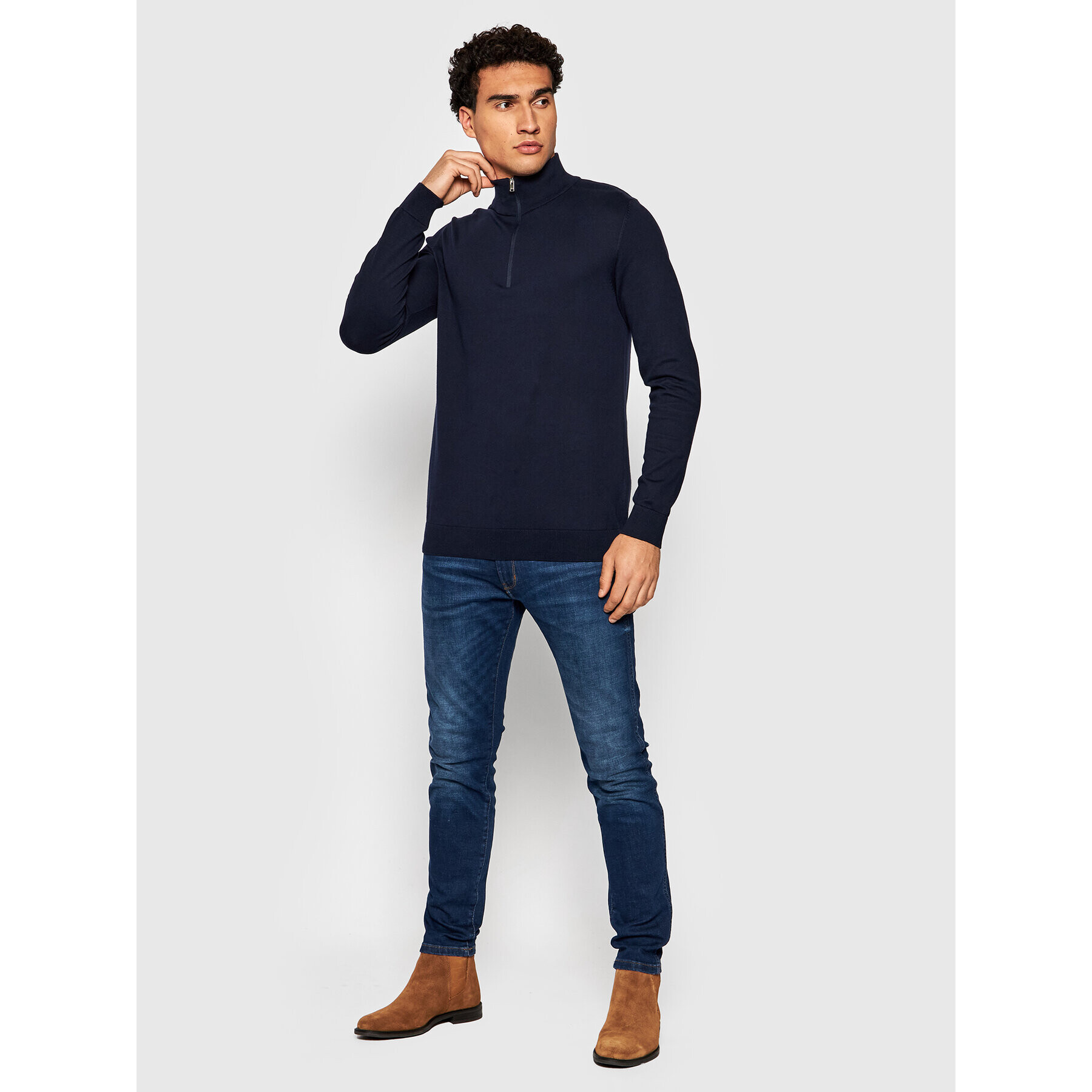 Selected Homme Svetr Berg 16074687 Tmavomodrá Regular Fit - Pepit.cz