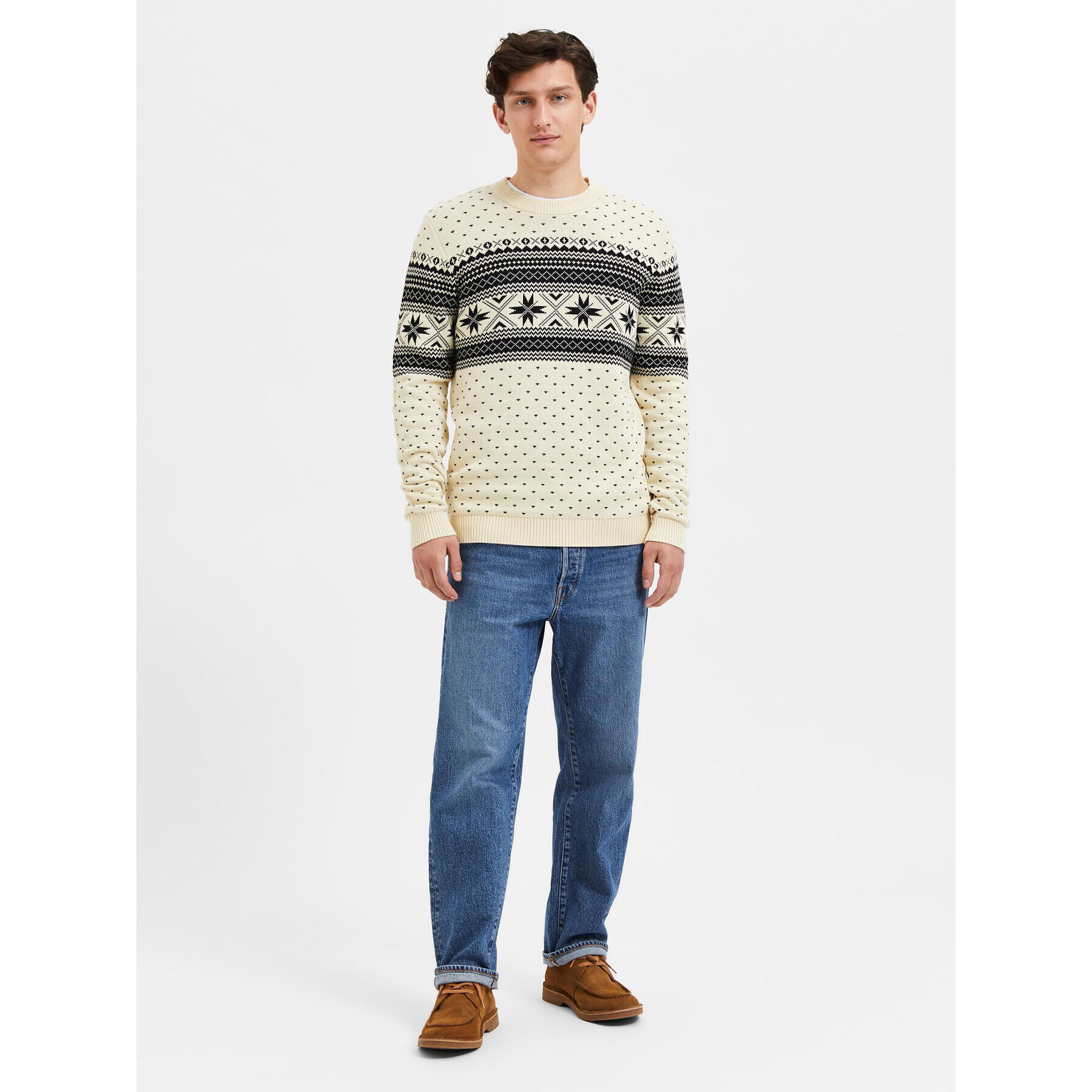 Selected Homme Svetr Claus 16086720 Béžová Regular Fit - Pepit.cz