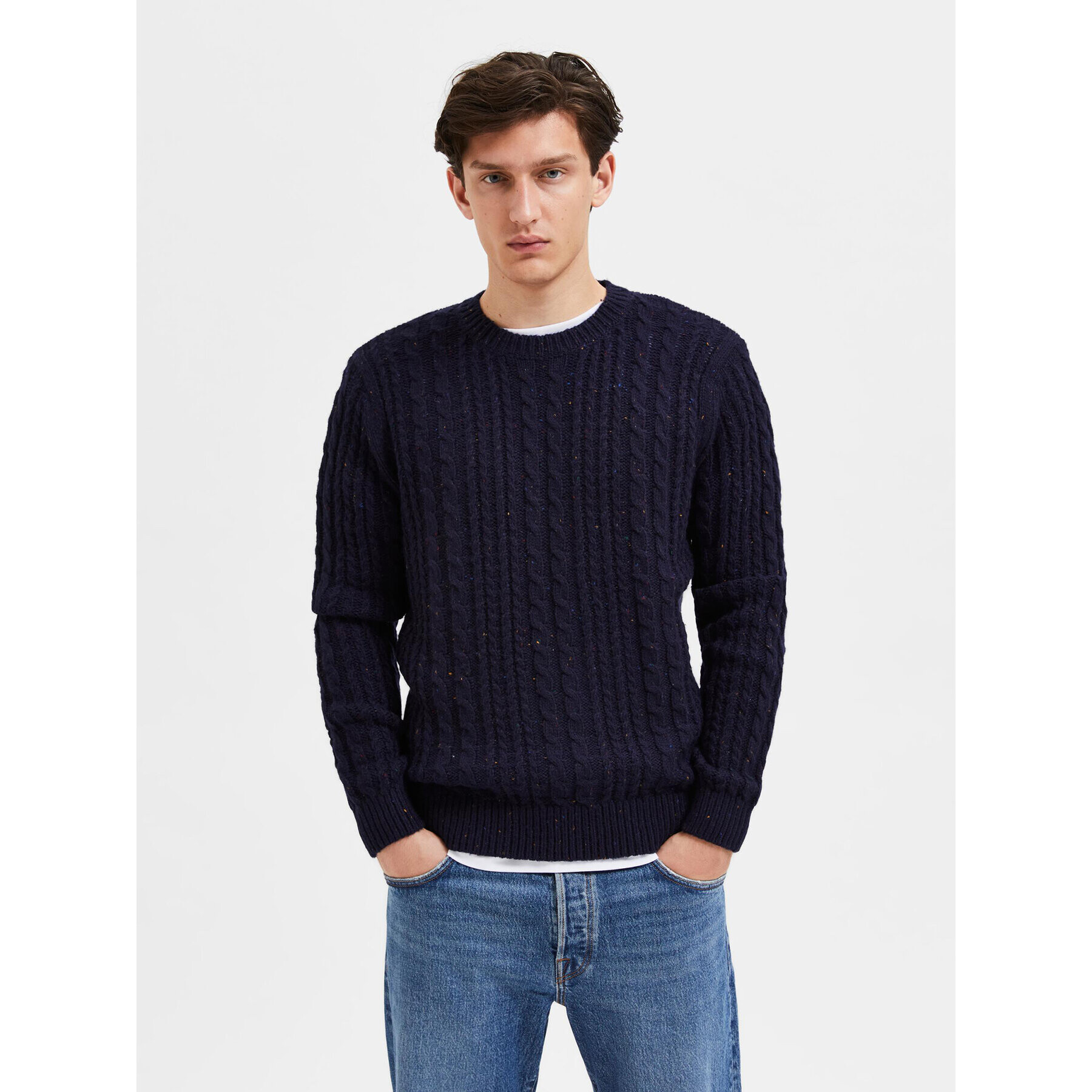 Selected Homme Svetr Henry 16086685 Tmavomodrá Relaxed Fit - Pepit.cz