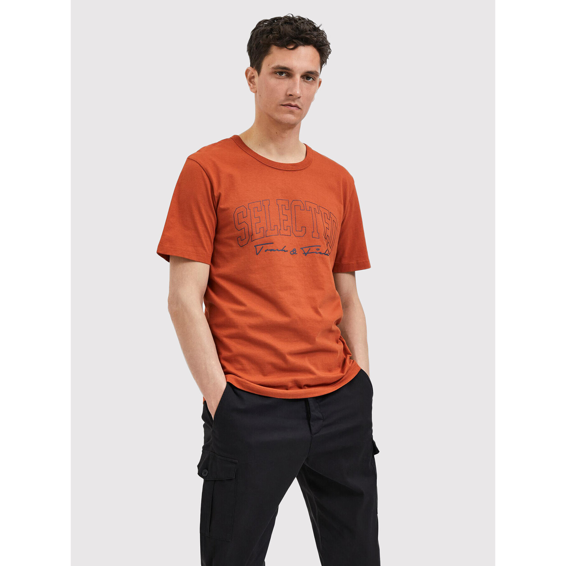 Selected Homme T-Shirt Bene 16085656 Hnědá Regular Fit - Pepit.cz