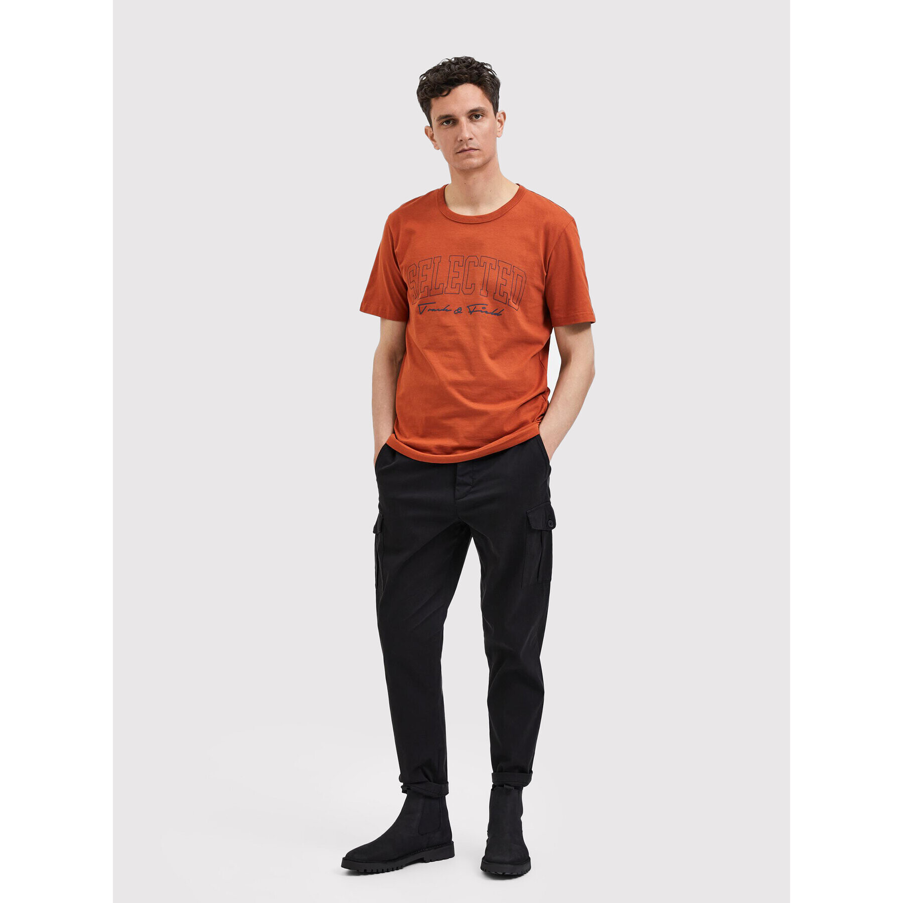 Selected Homme T-Shirt Bene 16085656 Hnědá Regular Fit - Pepit.cz