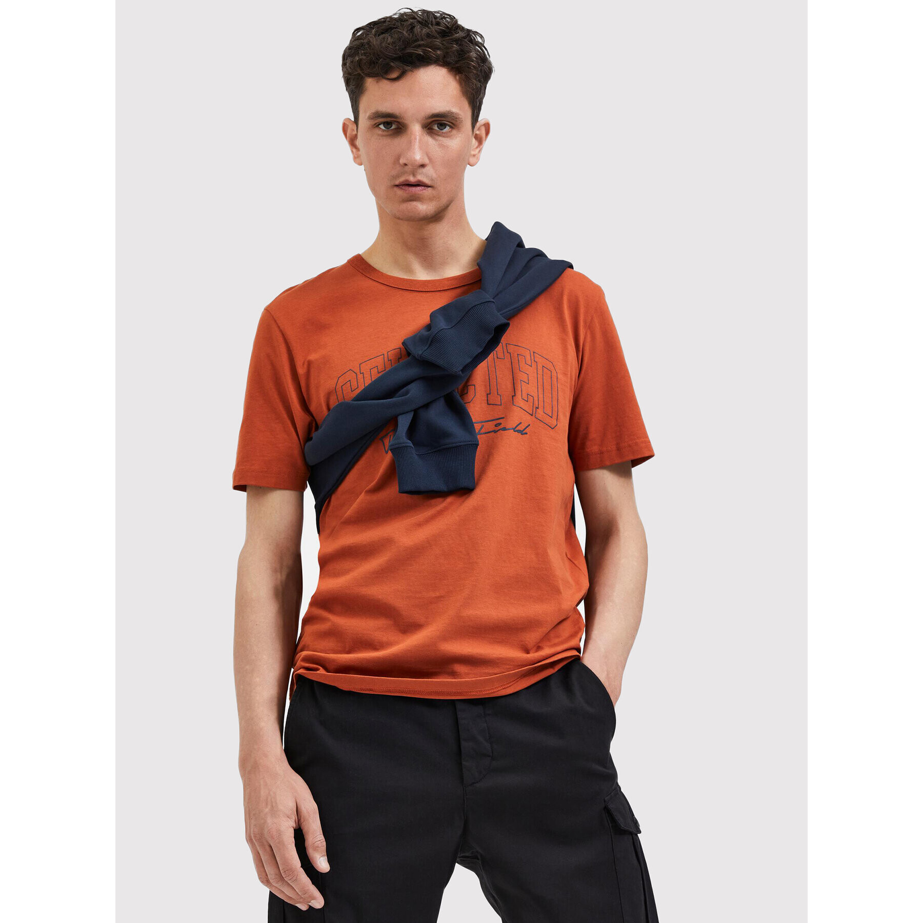 Selected Homme T-Shirt Bene 16085656 Hnědá Regular Fit - Pepit.cz