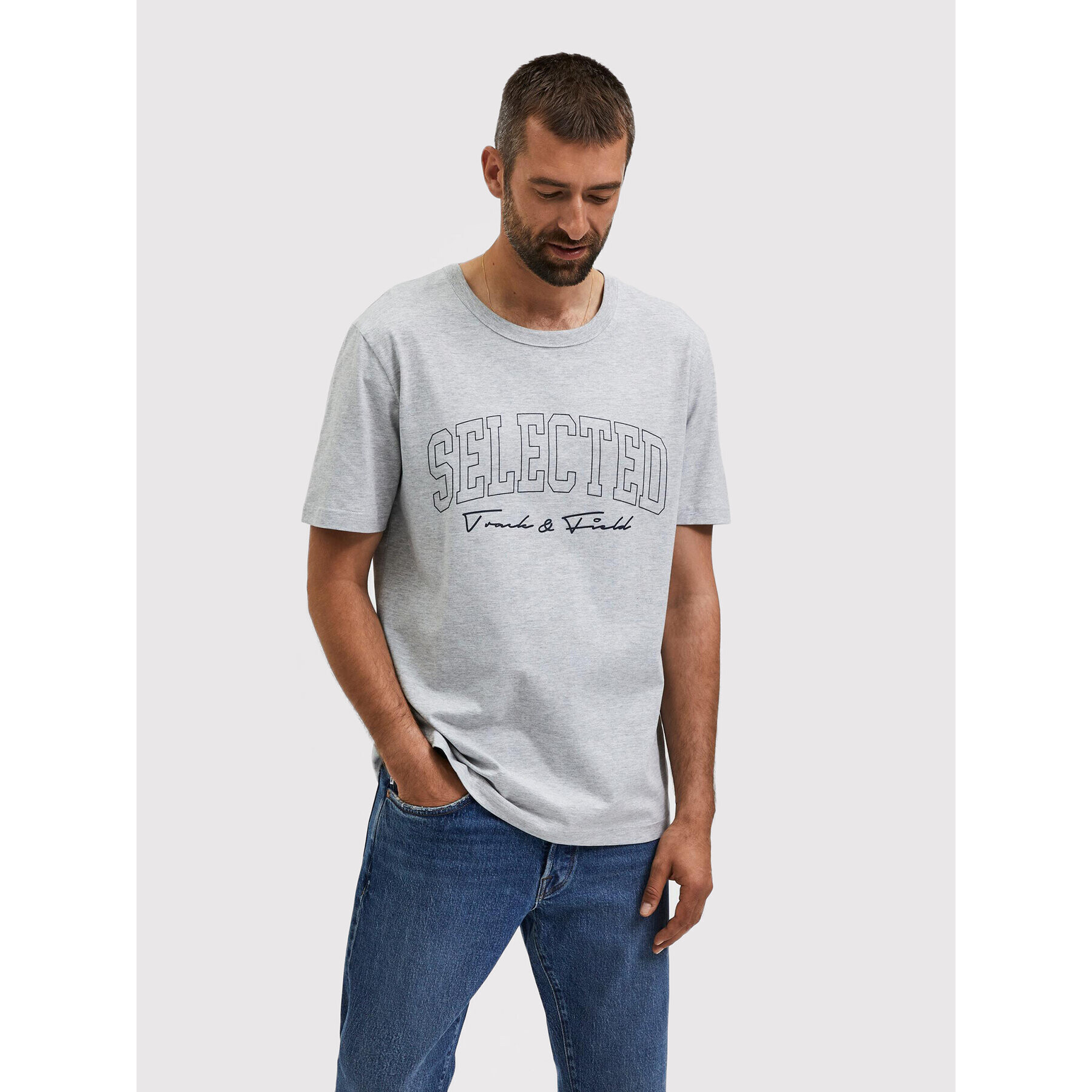 Selected Homme T-Shirt Bene 16085656 Šedá Regular Fit - Pepit.cz