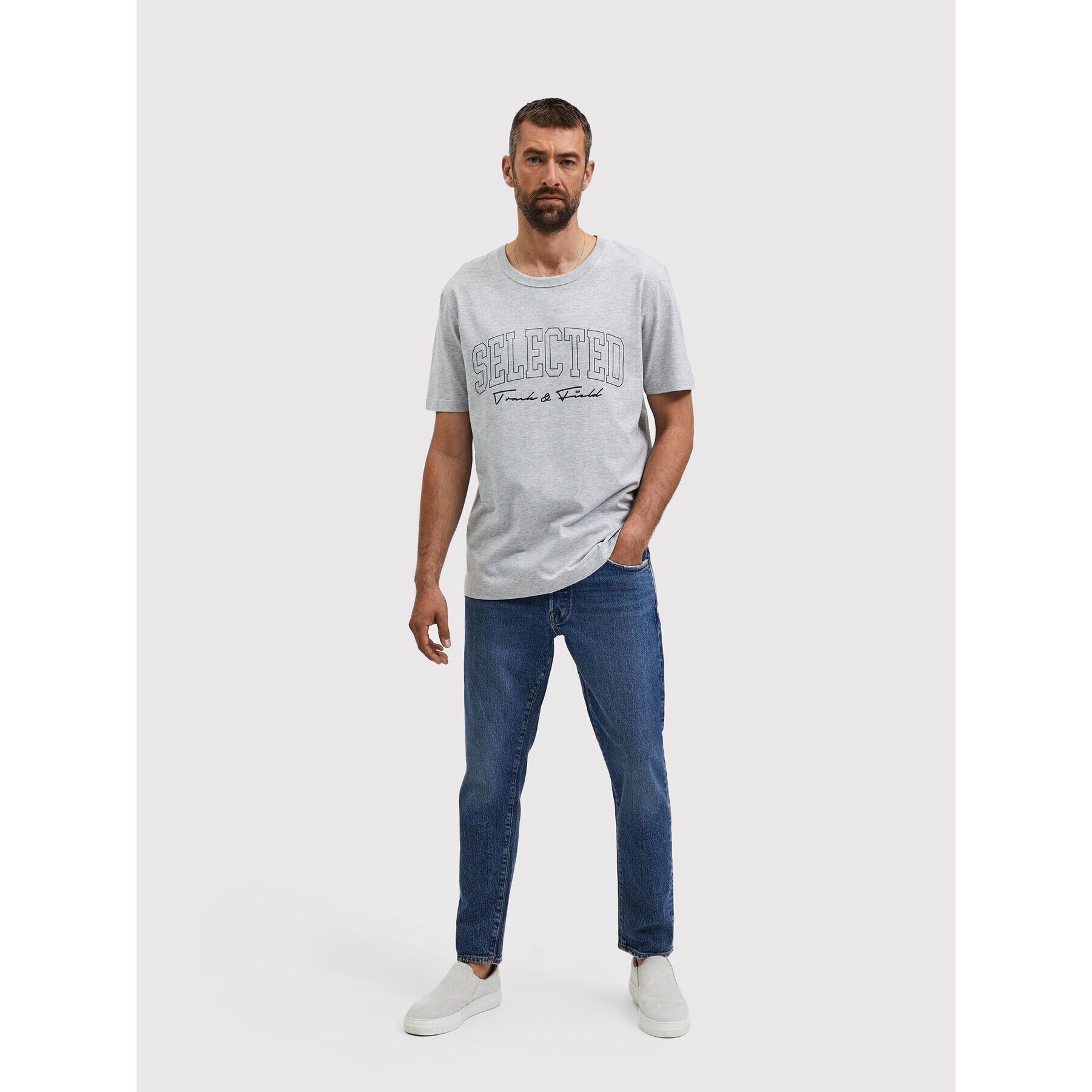 Selected Homme T-Shirt Bene 16085656 Šedá Regular Fit - Pepit.cz