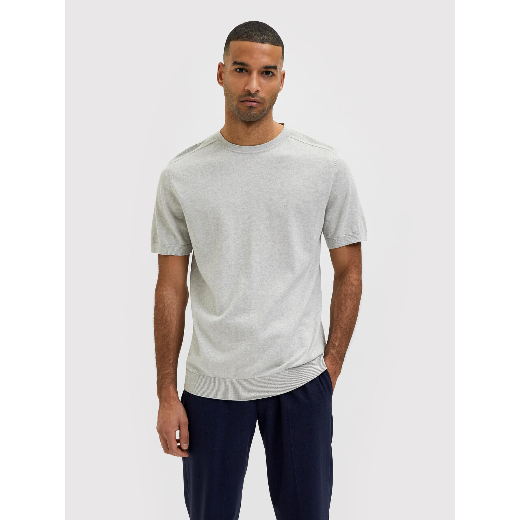 Selected Homme T-Shirt Berg 16084196 Šedá Regular Fit - Pepit.cz