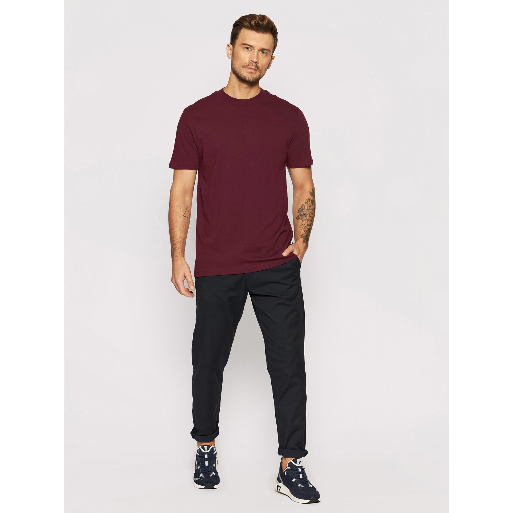 Selected Homme T-Shirt Colman 16077385 Bordó Relaxed Fit - Pepit.cz