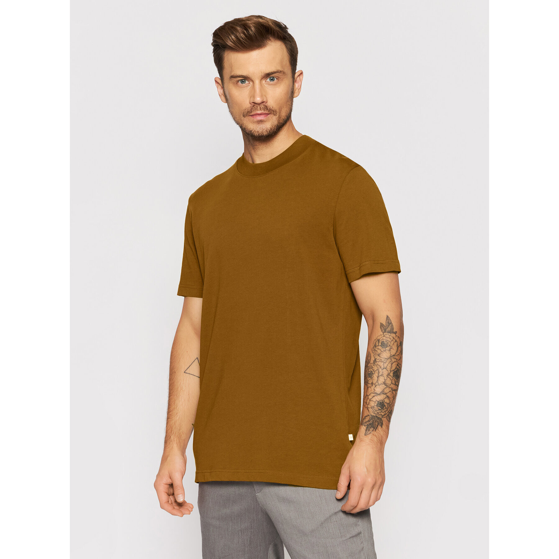 Selected Homme T-Shirt Colman 16077385 Hnědá Relaxed Fit - Pepit.cz