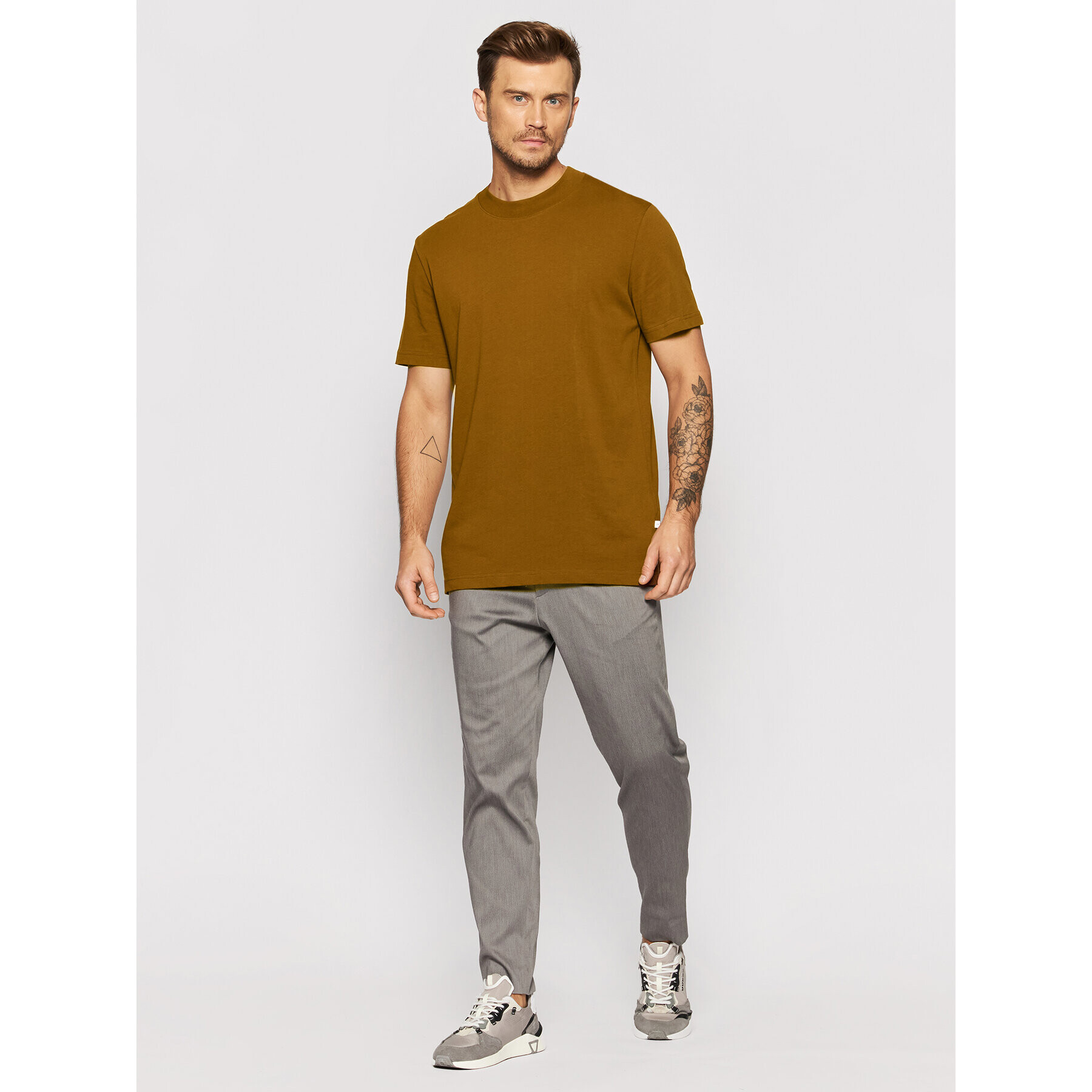 Selected Homme T-Shirt Colman 16077385 Hnědá Relaxed Fit - Pepit.cz