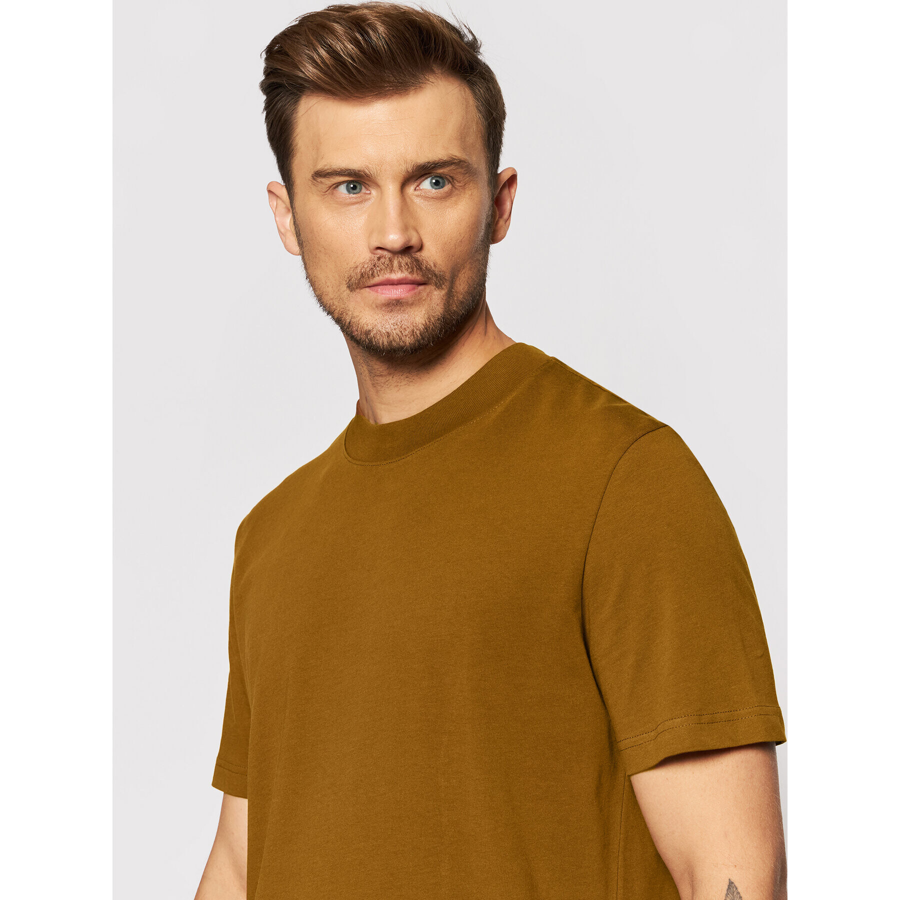 Selected Homme T-Shirt Colman 16077385 Hnědá Relaxed Fit - Pepit.cz