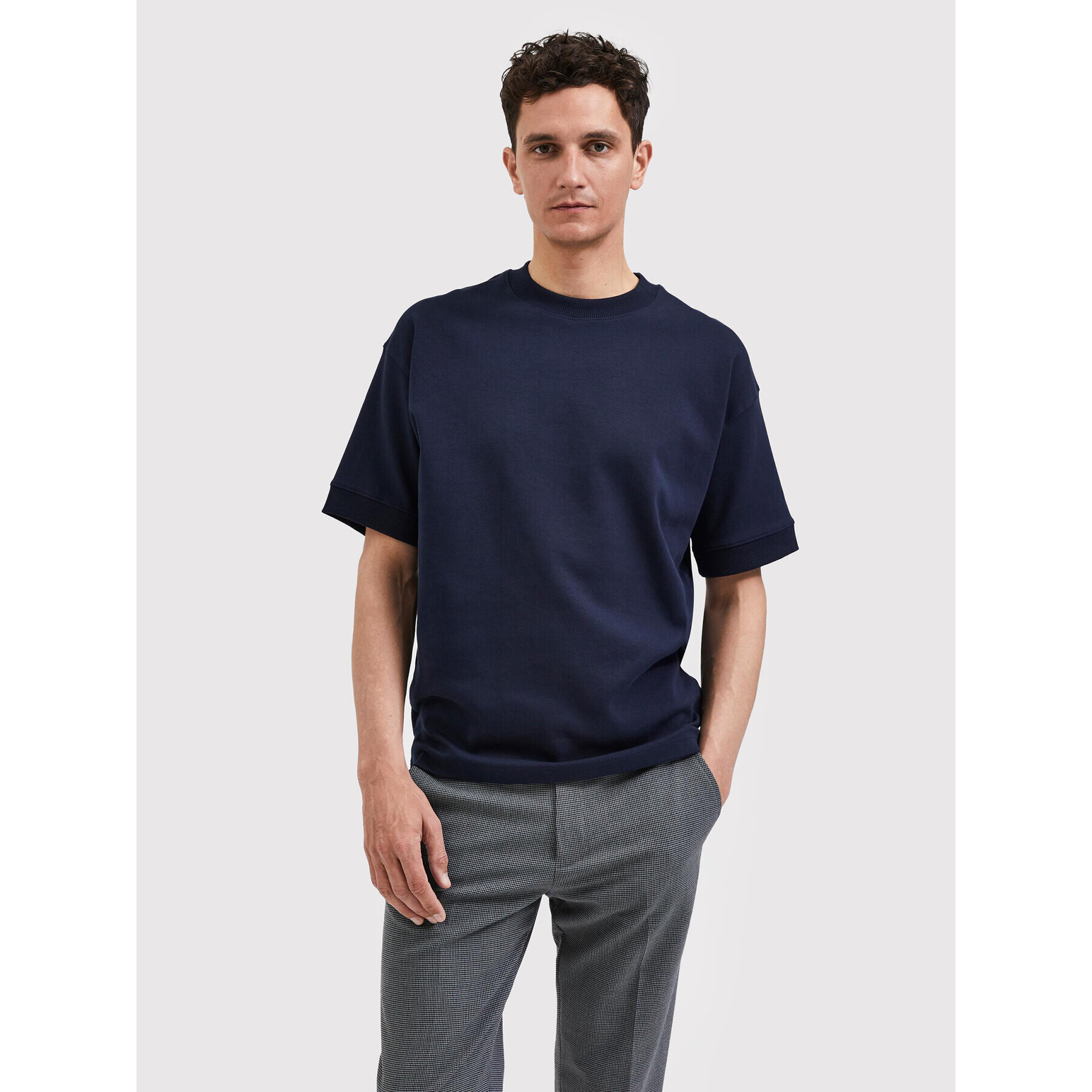 Selected Homme T-Shirt Corton 16085663 Tmavomodrá Oversize - Pepit.cz