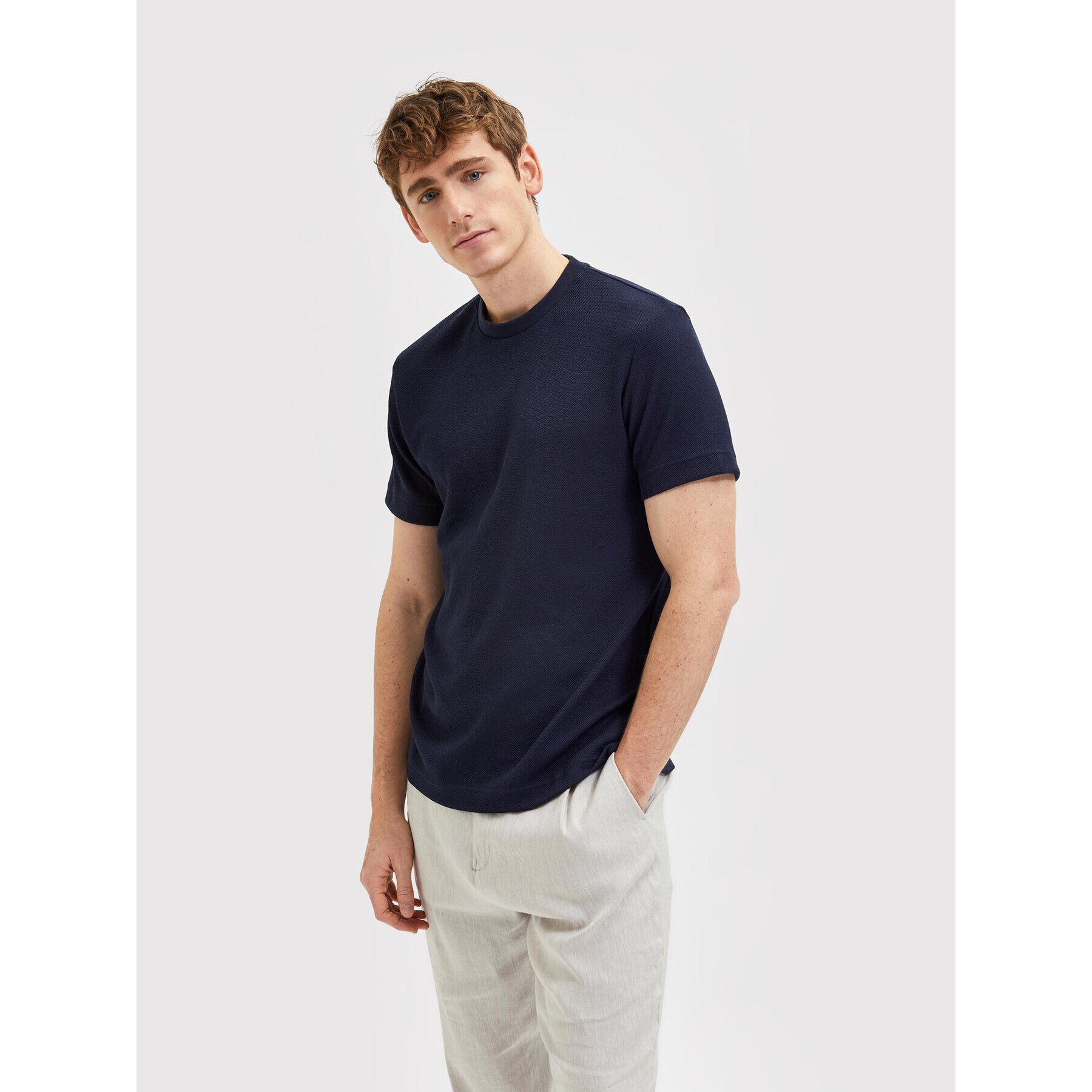 Selected Homme T-Shirt Eshan 16084630 Tmavomodrá Regular Fit - Pepit.cz