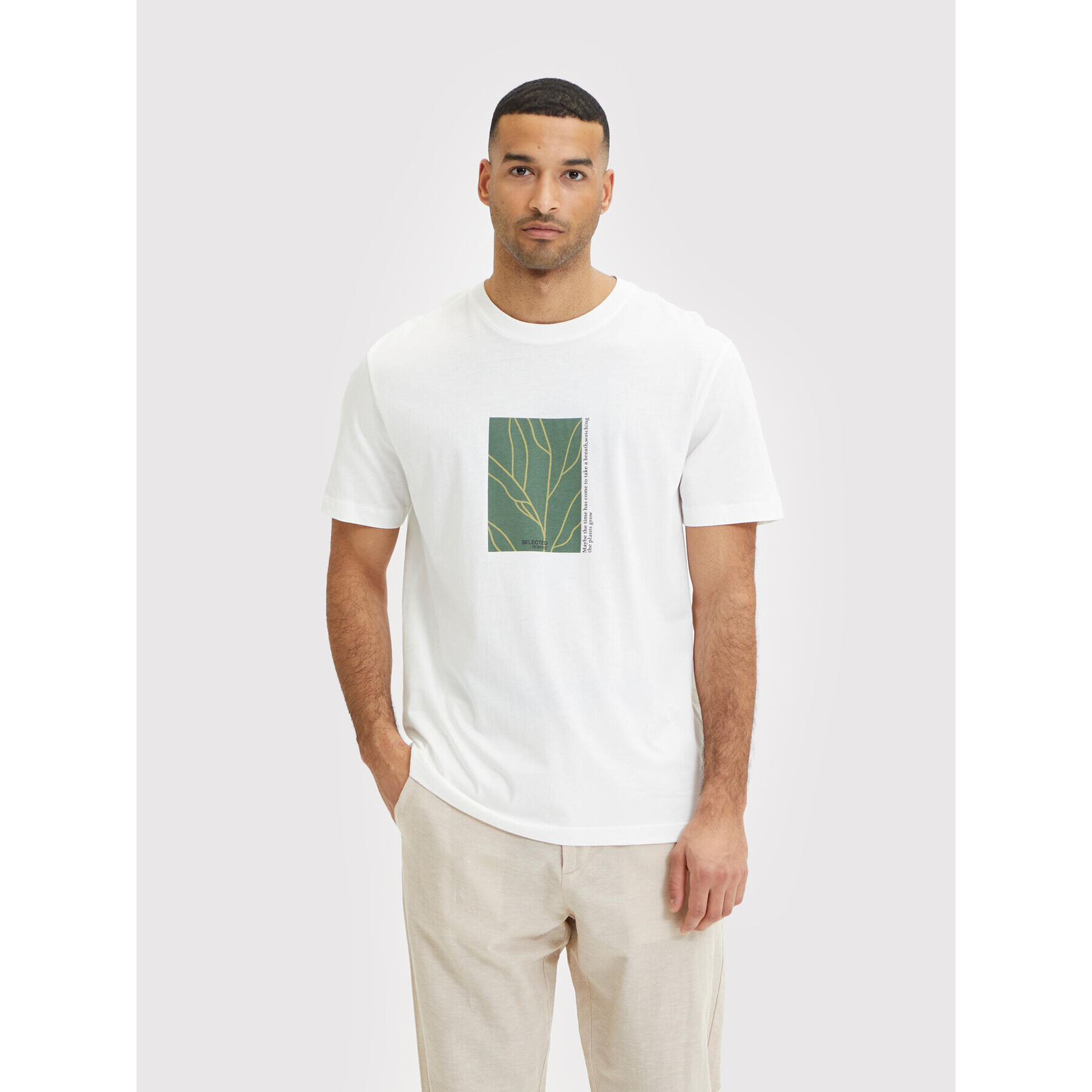 Selected Homme T-Shirt Rob 16084688 Bílá Relaxed Fit - Pepit.cz