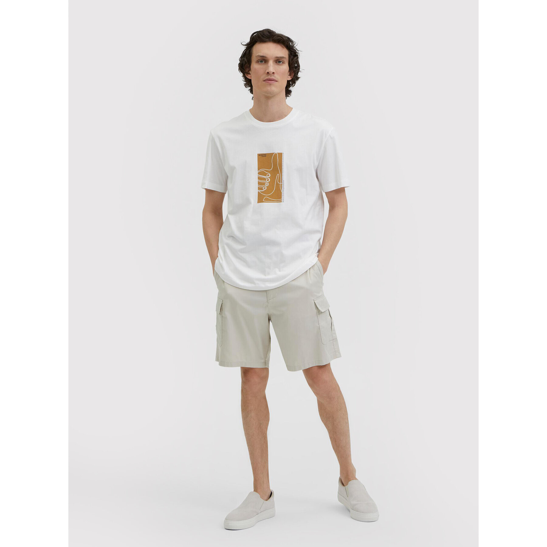 Selected Homme T-Shirt Rob 16084688 Bílá Relaxed Fit - Pepit.cz