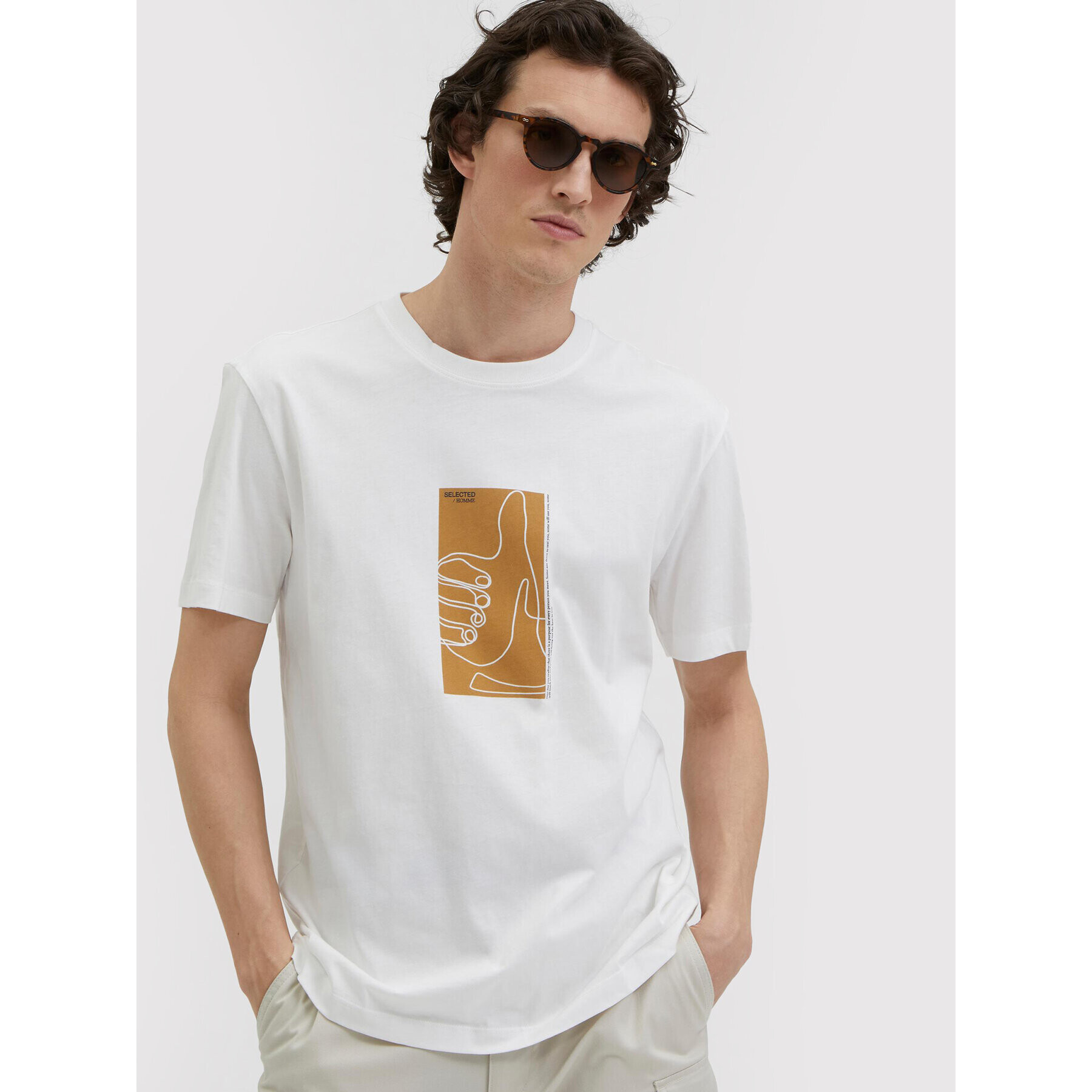 Selected Homme T-Shirt Rob 16084688 Bílá Relaxed Fit - Pepit.cz